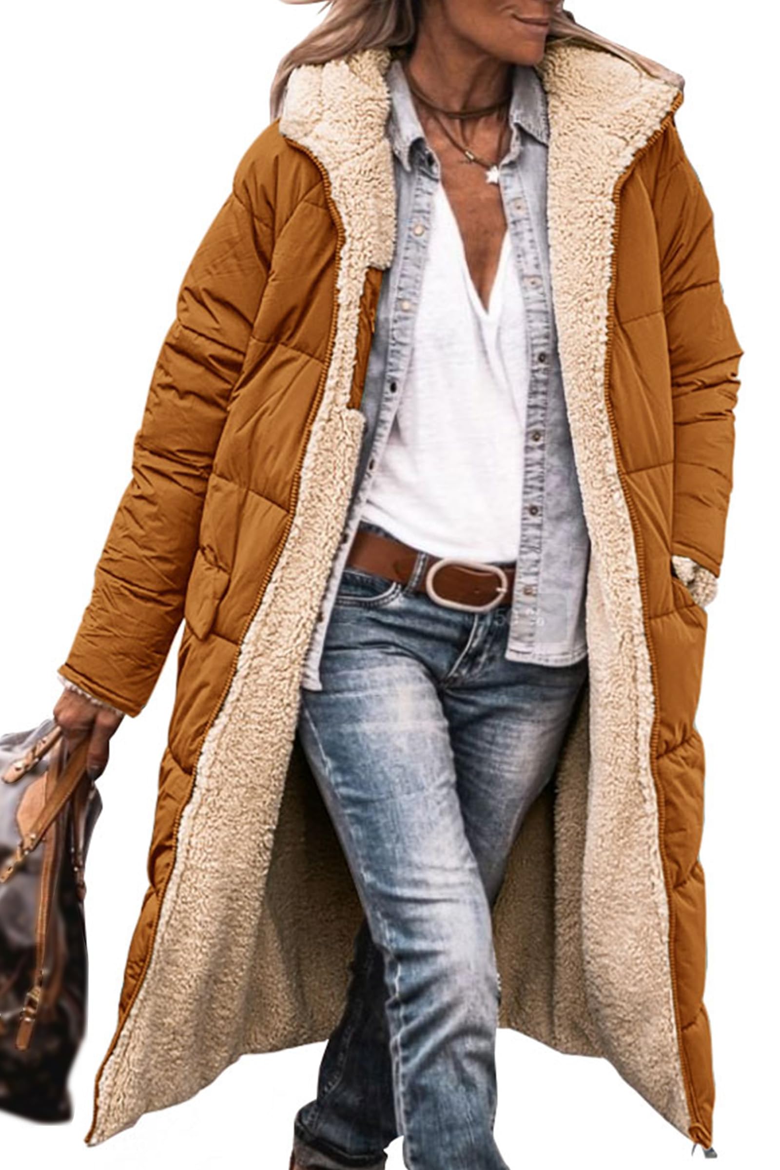 Women's Winter Fashion Clothes Oversized Shearling Fleece Long Coats Jackets