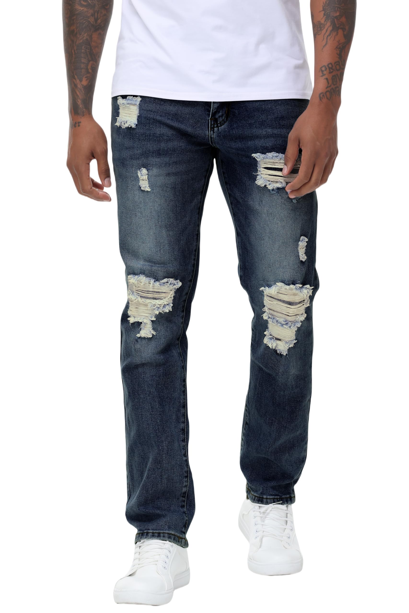 Men's Stretch Regular Fit Straight-Leg Cotton Fashion Comfort Flex Waist Denim Pants Jeans