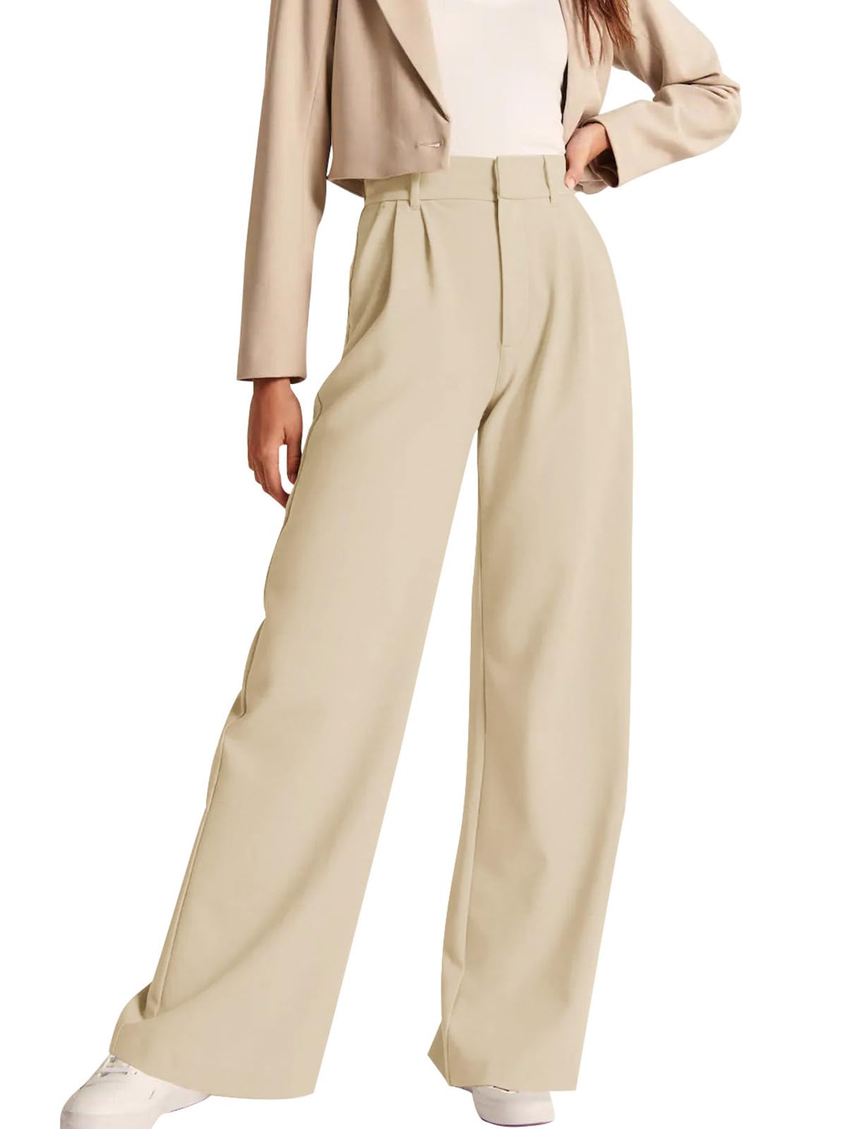 High Waisted Work Pants for Women Business Casual Outfits Office Dress Pants Trousers with Pockets