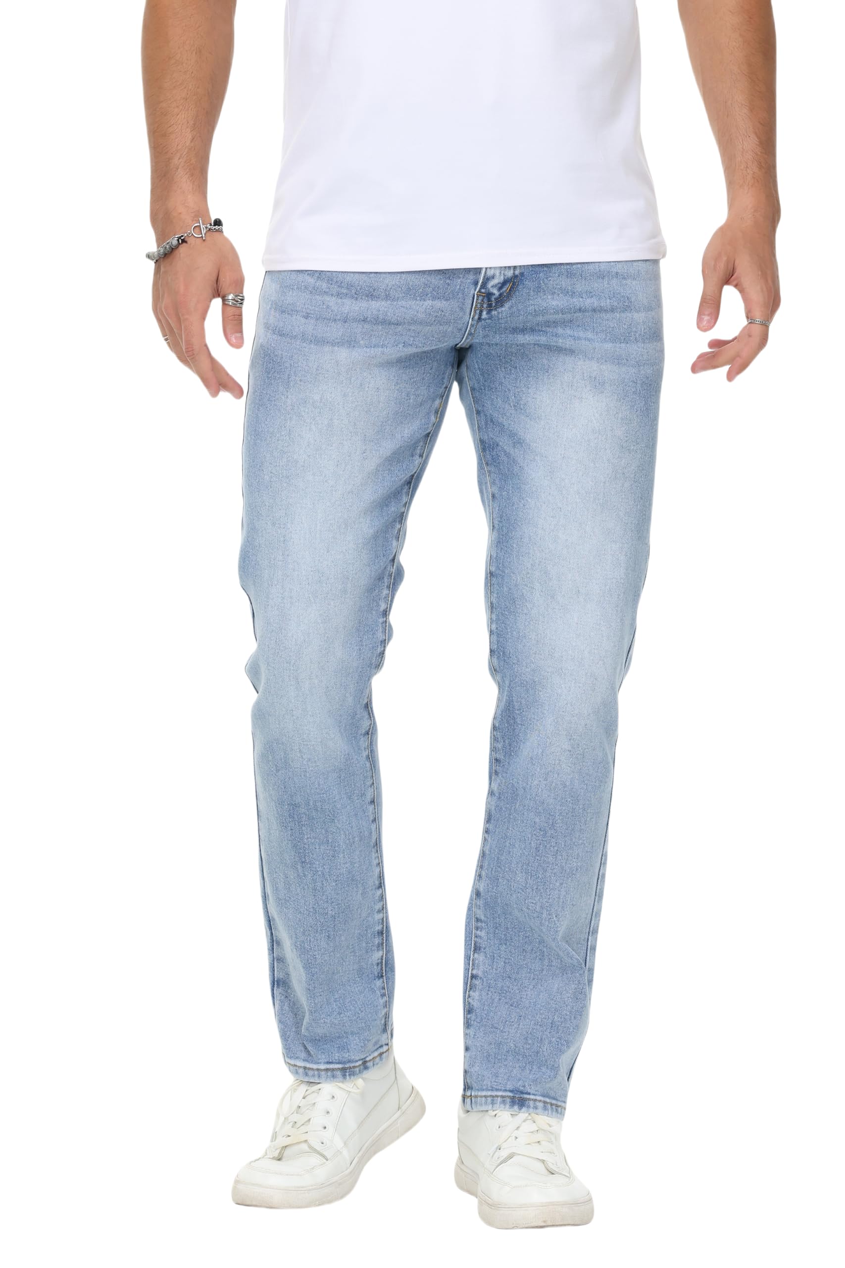 Men's Stretch Regular Fit Straight-Leg Cotton Fashion Comfort Flex Waist Denim Pants Jeans