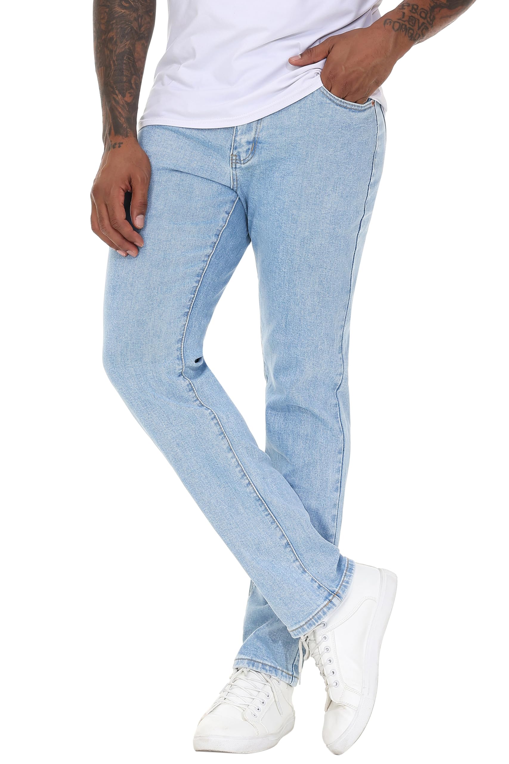 Men's Stretch Regular Fit Straight-Leg Cotton Fashion Comfort Flex Waist Denim Pants Jeans