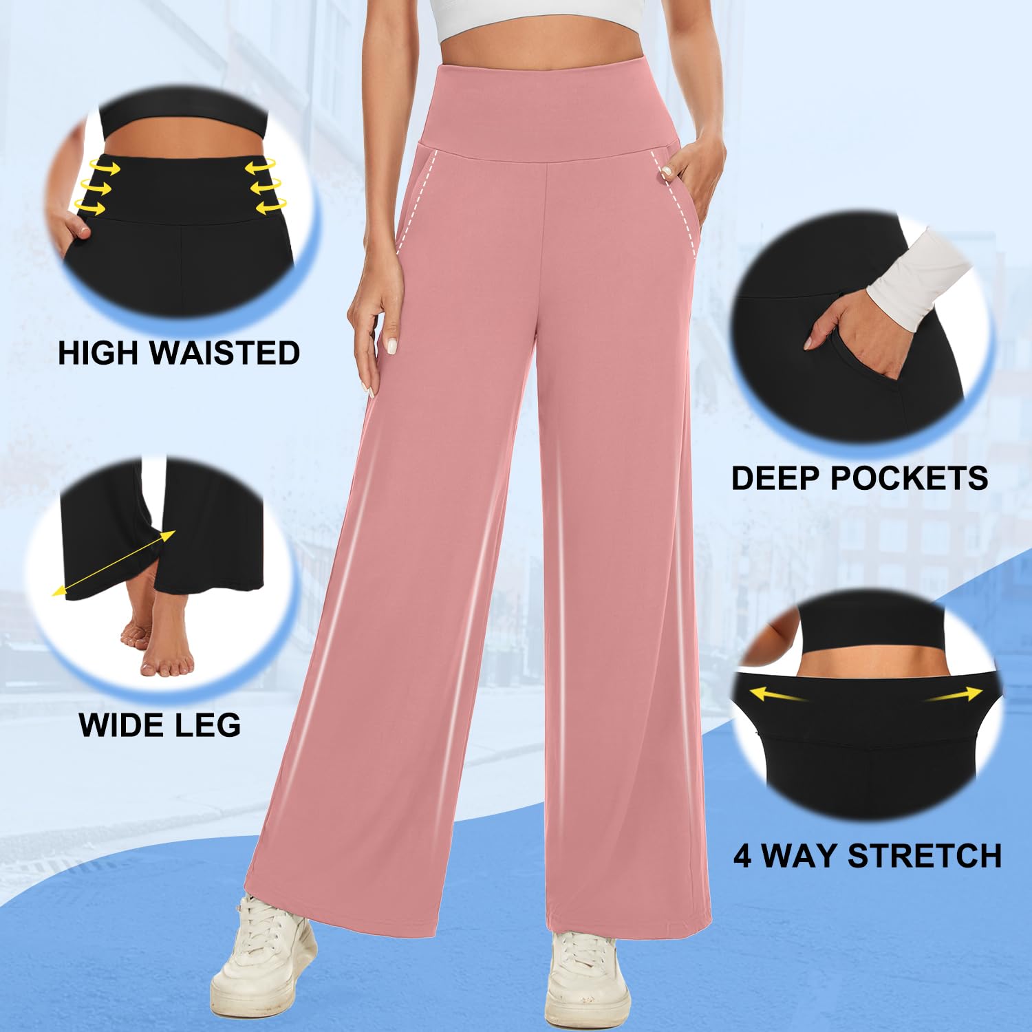 Capri Leggings for Women with Pockets-High Waisted Tummy Control Workout Gym Yoga Pants