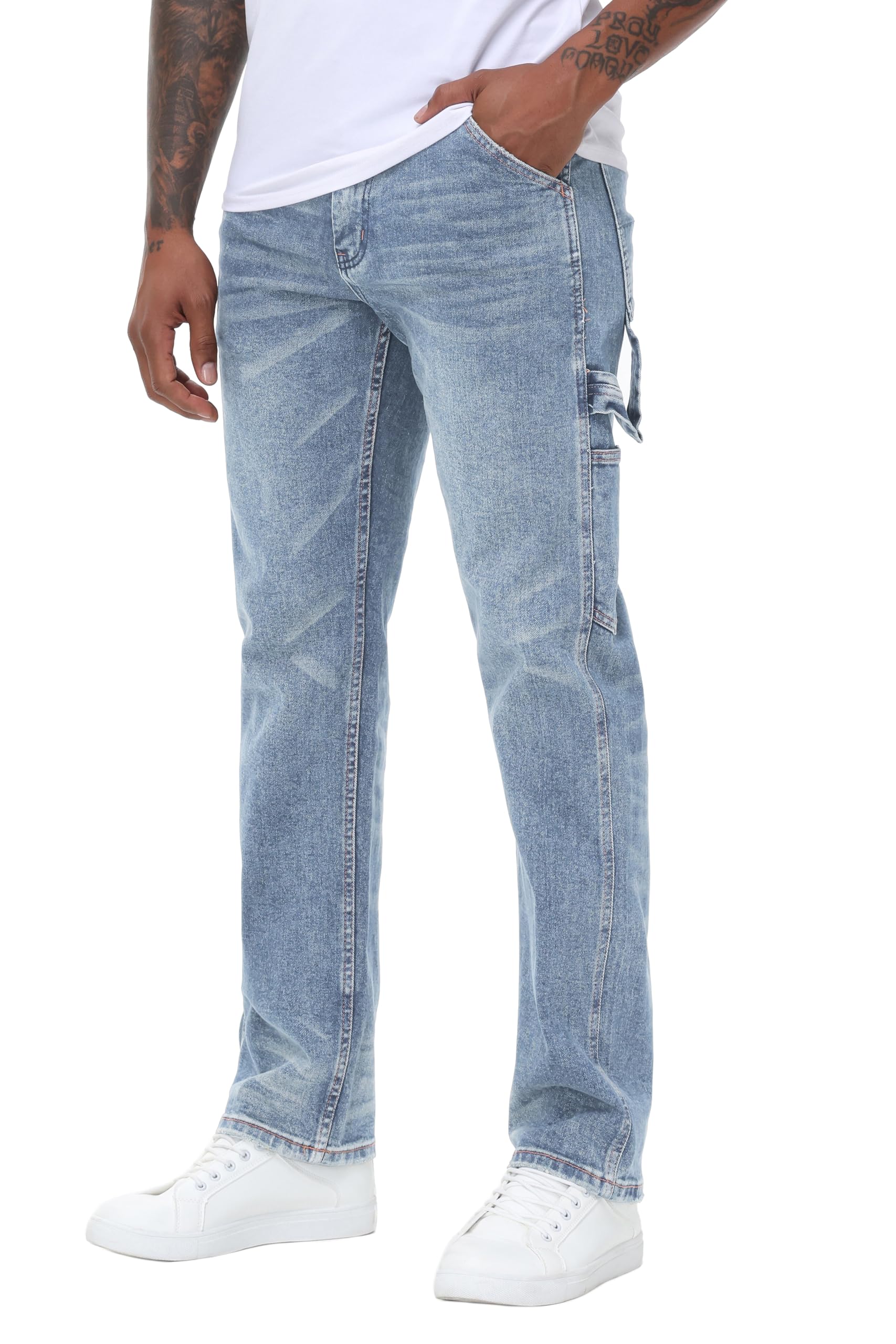 Men's Stretch Regular Fit Straight-Leg Cotton Fashion Comfort Flex Waist Denim Pants Jeans