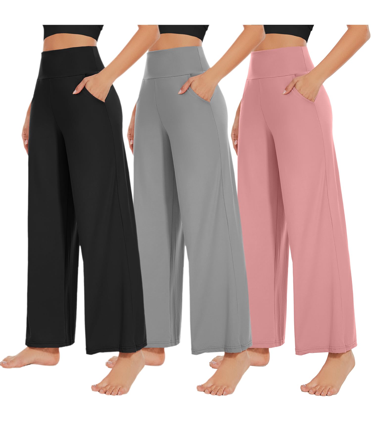 Capri Leggings for Women with Pockets-High Waisted Tummy Control Workout Gym Yoga Pants
