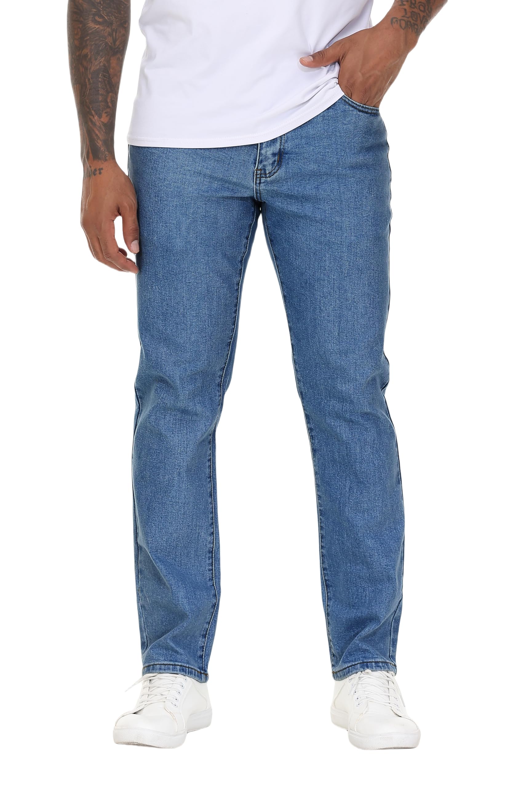Men's Stretch Regular Fit Straight-Leg Cotton Fashion Comfort Flex Waist Denim Pants Jeans