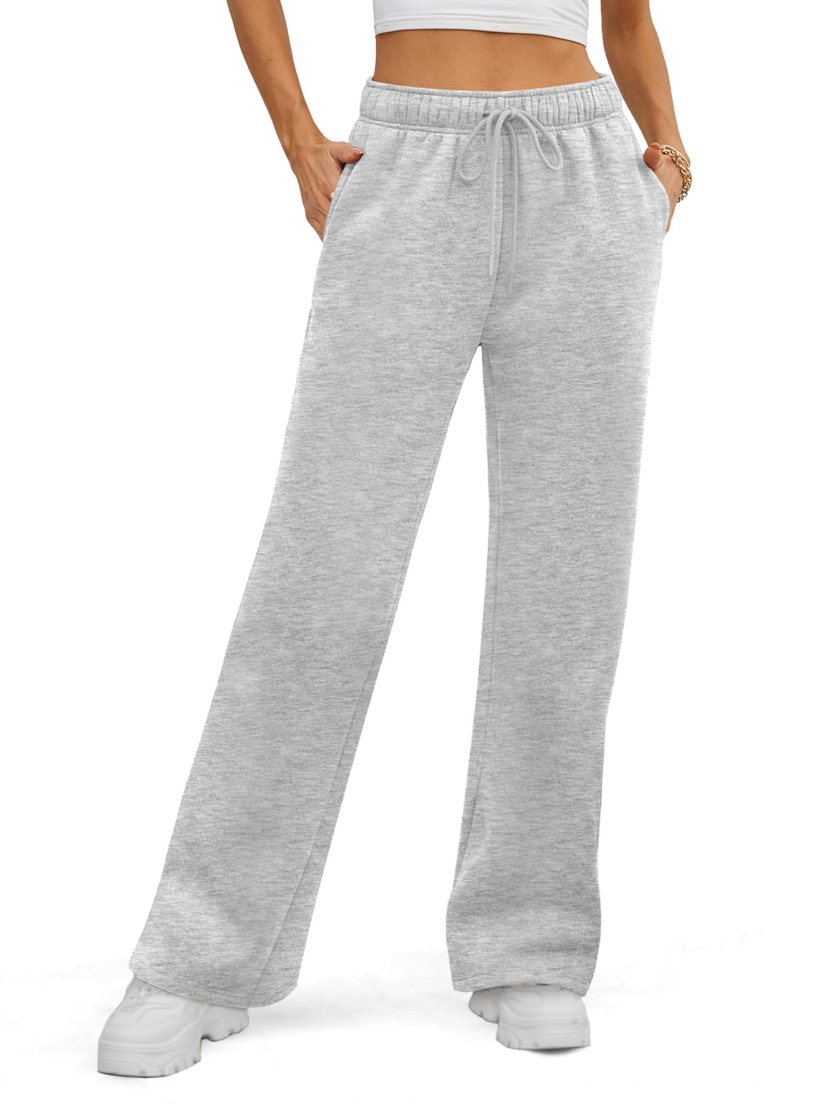 Womens Sweatpants Fall Baggy Wide Leg Sweatpant Fleece Lined Straight Leg Sweat Pants