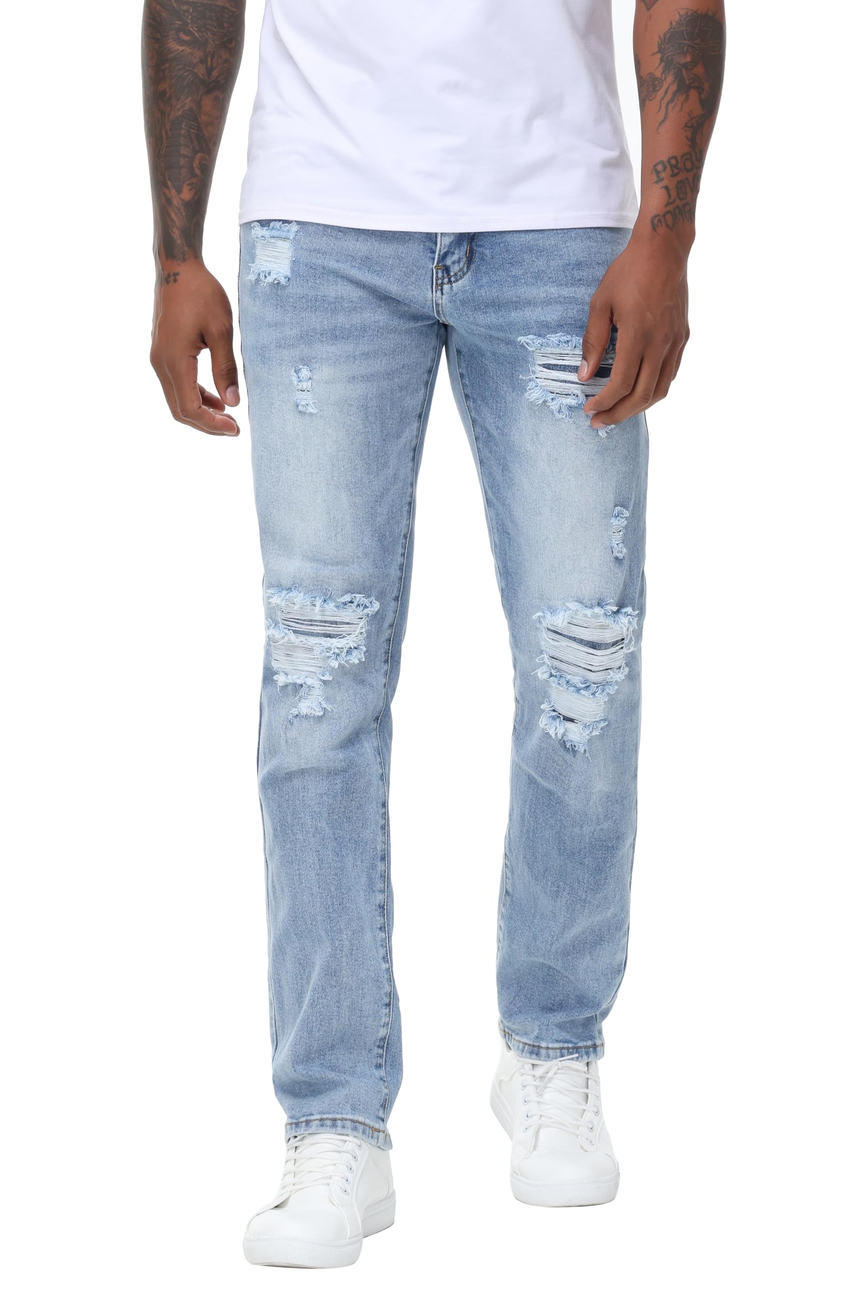 Men's Stretch Regular Fit Straight-Leg Cotton Fashion Comfort Flex Waist Denim Pants Jeans