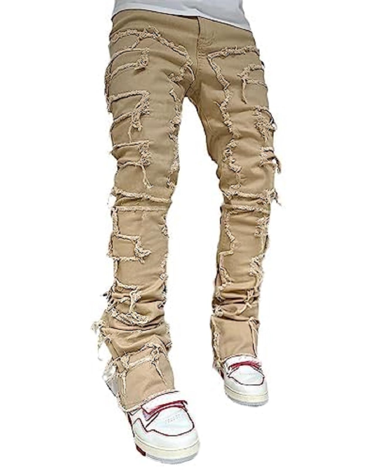 Jeans Men Skinny Ripped Jeans Slim Fit Denim Pants Y2K Goth Harajuku Emo Jeans Trouser