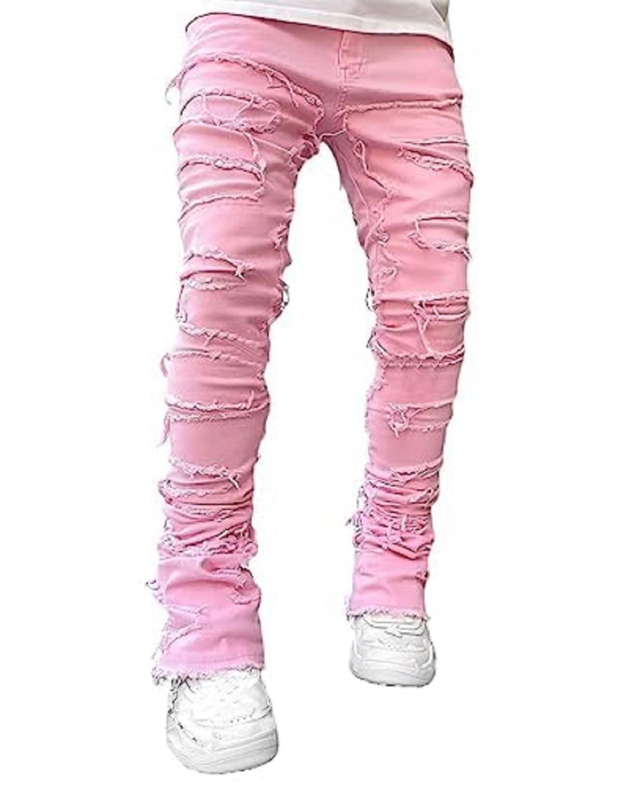 Jeans Men Skinny Ripped Jeans Slim Fit Denim Pants Y2K Goth Harajuku Emo Jeans Trouser