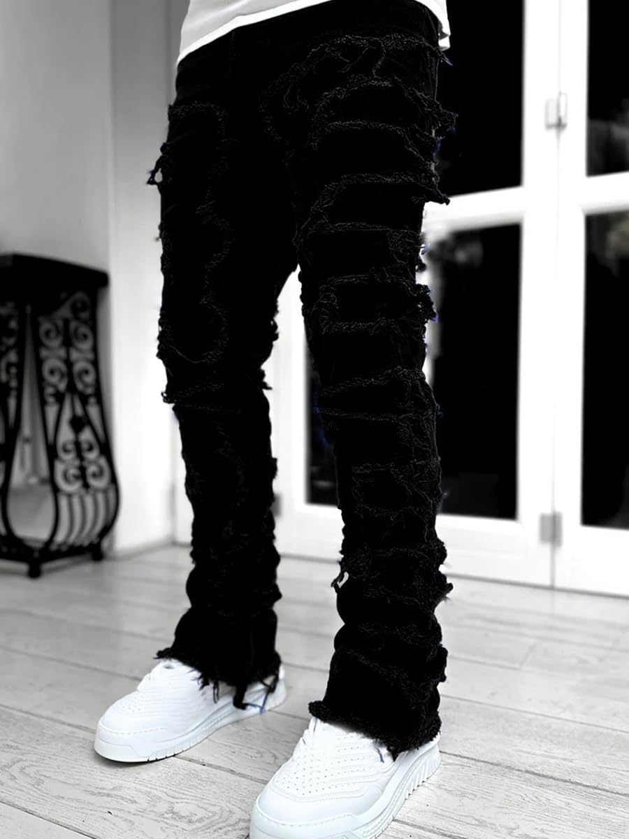 Jeans Men Skinny Ripped Jeans Slim Fit Denim Pants Y2K Goth Harajuku Emo Jeans Trouser