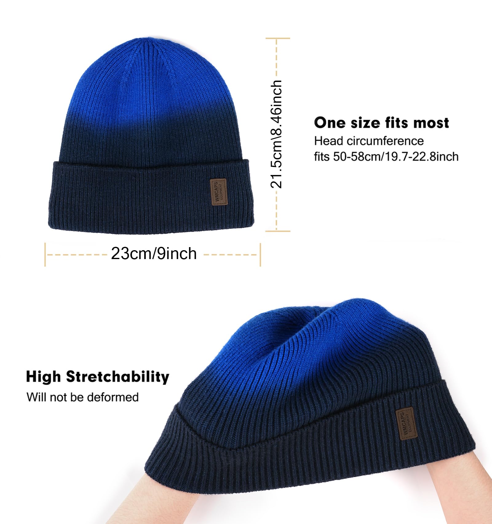Men's Women's Winter Flat Brim Hat, Wool Inner Liner Flat Brim Hat, Soft and Warm Knitted Hat, Ski Socks with Flap Brim