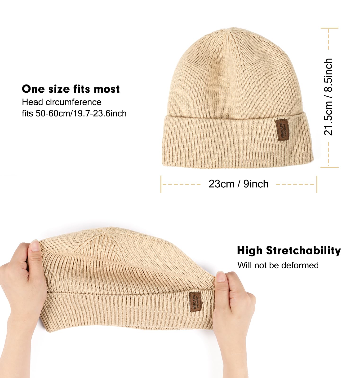 Men's Women's Winter Flat Brim Hat, Wool Inner Liner Flat Brim Hat, Soft and Warm Knitted Hat, Ski Socks with Flap Brim