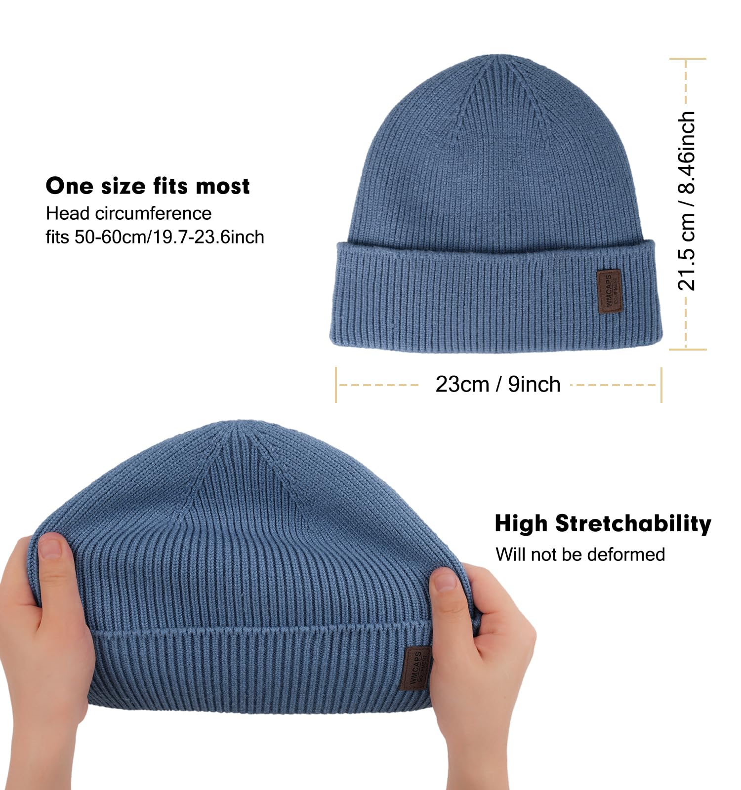 Men's Women's Winter Flat Brim Hat, Wool Inner Liner Flat Brim Hat, Soft and Warm Knitted Hat, Ski Socks with Flap Brim