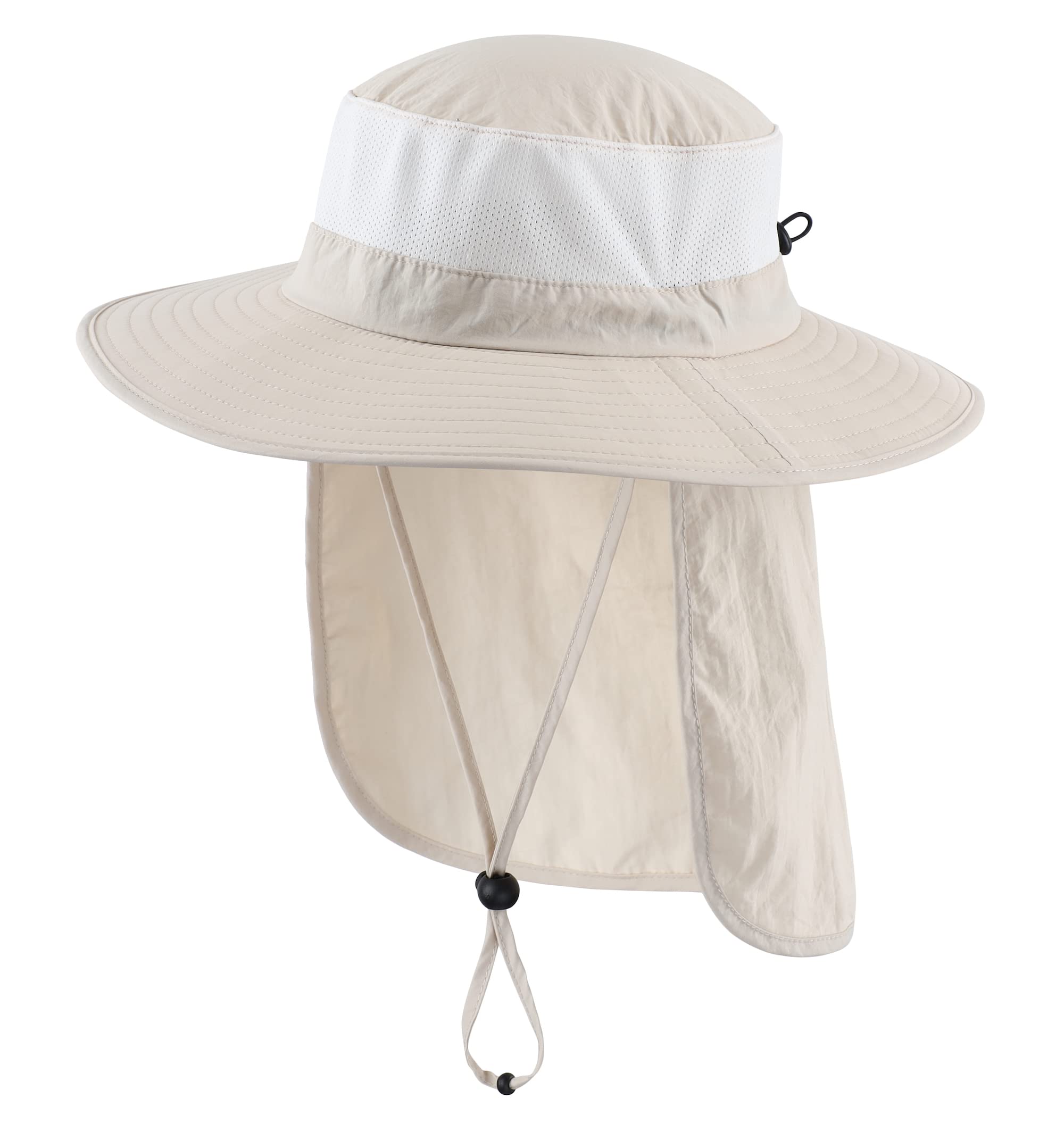 Home Preferred Outdoor UPF50+ Mesh Sun Hat with Wide Brim and Neck Flap for Fishing