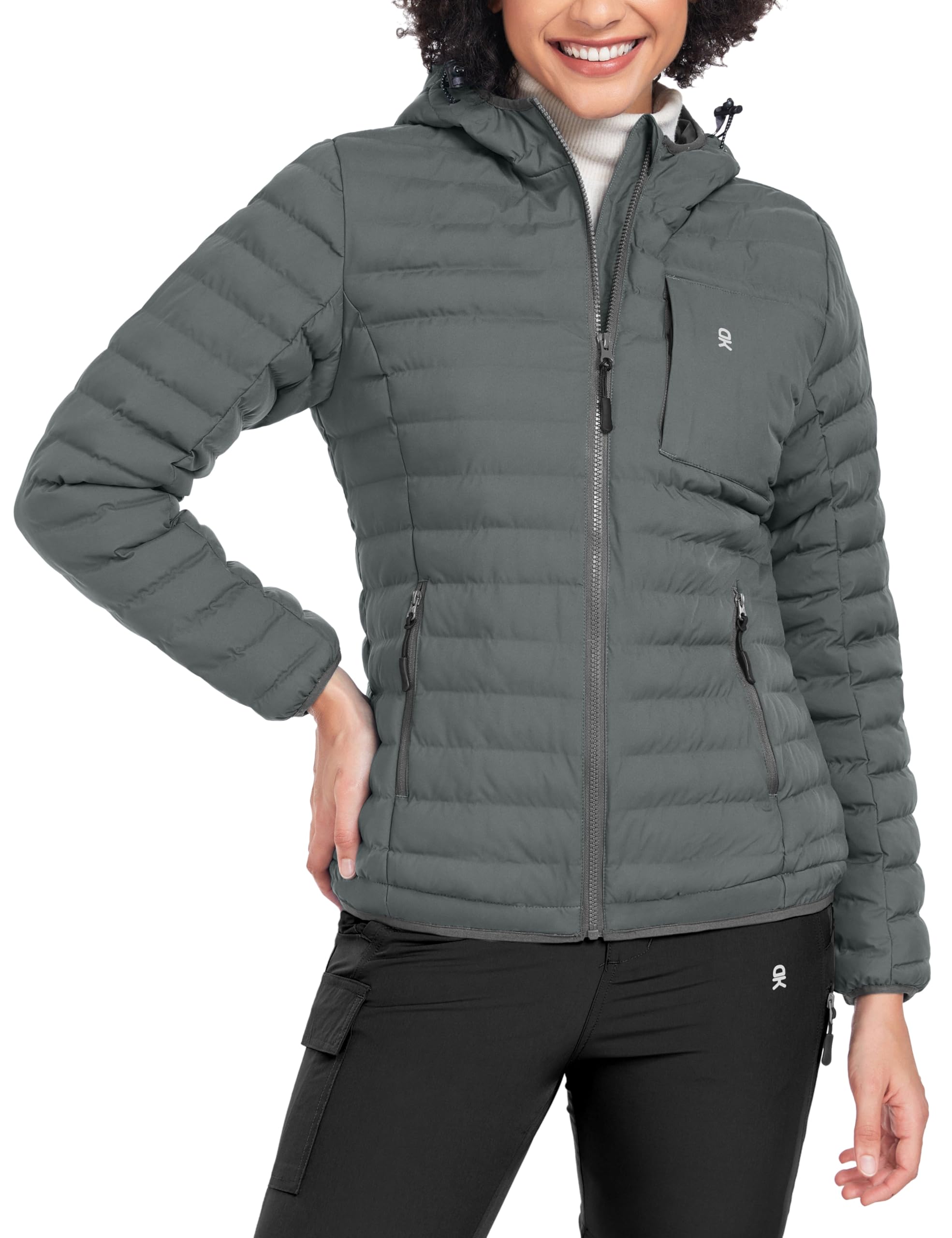 Women's Warm Waterproof Puffer Jacket Hooded Windproof Winter Coat with Recycled Insulation