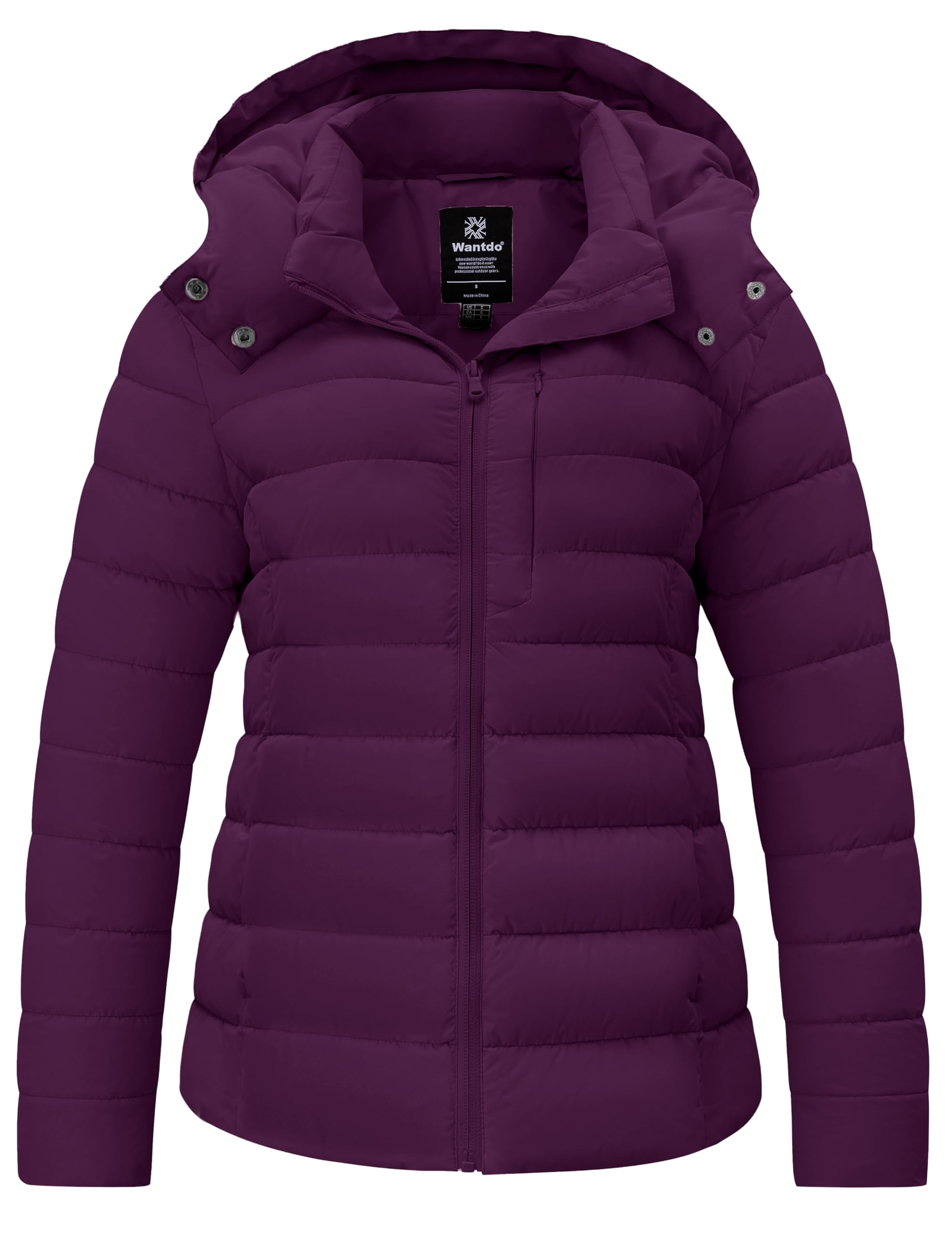Women's Lightweight Warm Winter Coat Full-Zip Puffer Jacket with Hood