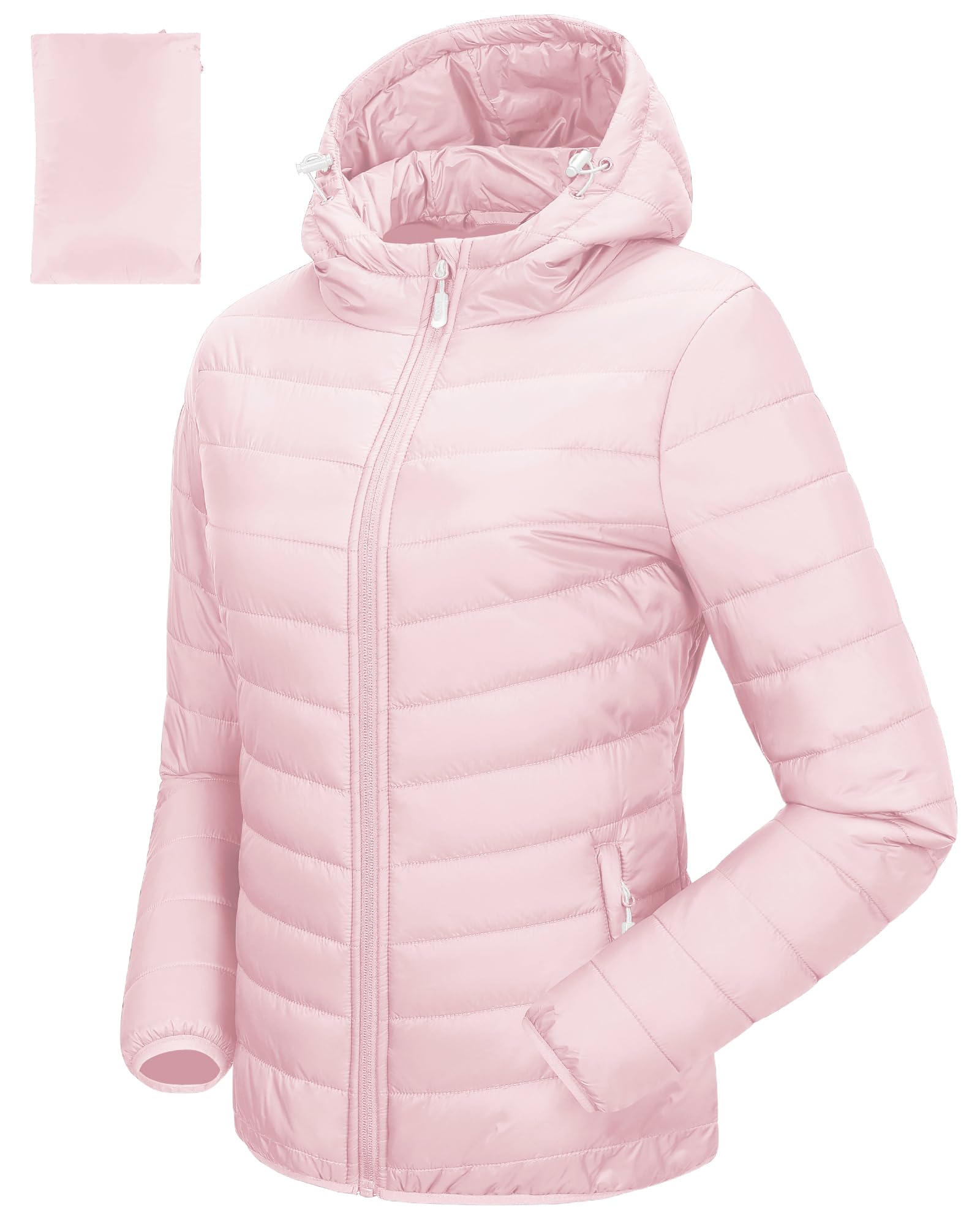 Women's Hooded Packable Puffer Jacket Lightweight Warm Puffy Quilted Winter Coat