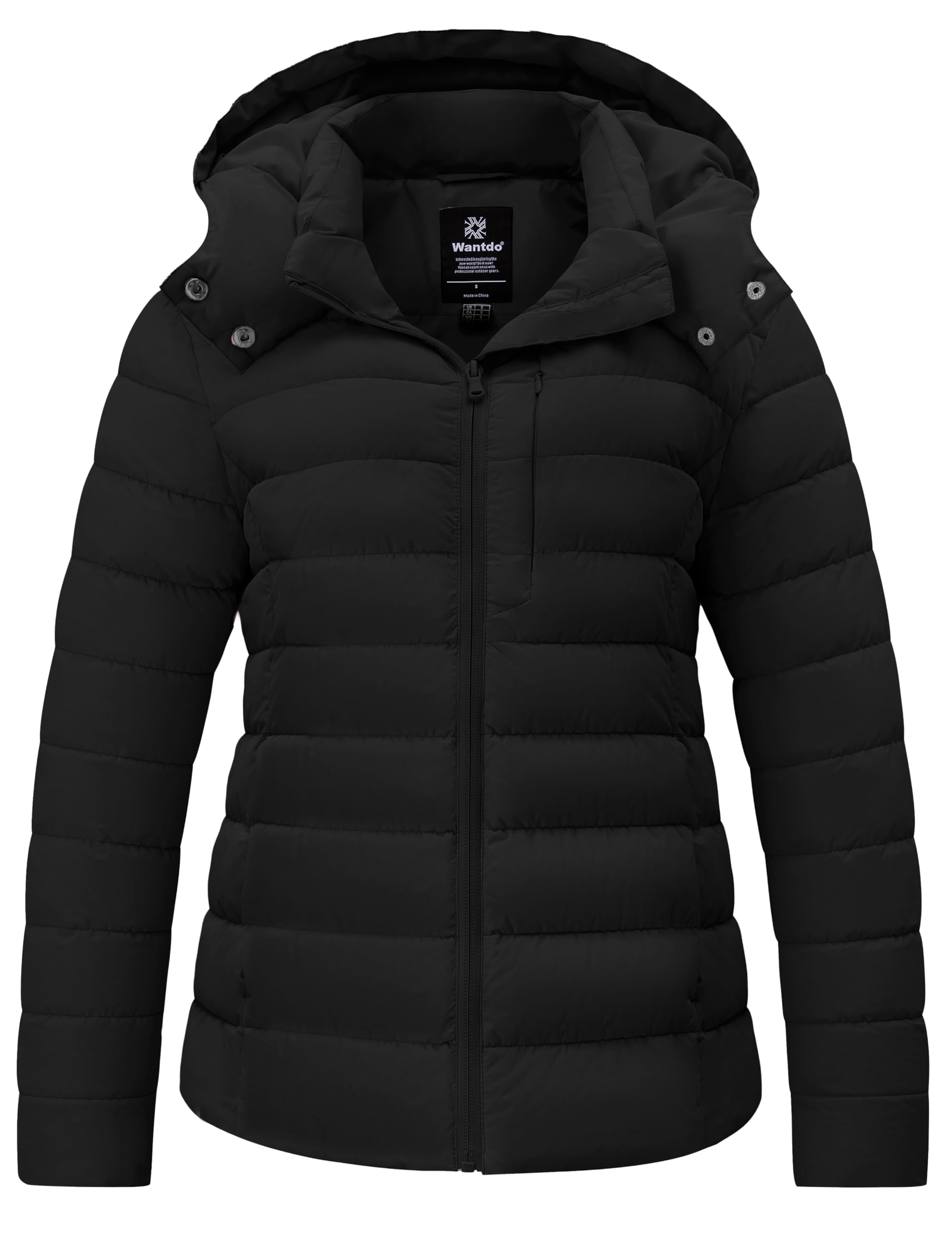 Women's Lightweight Warm Winter Coat Full-Zip Puffer Jacket with Hood