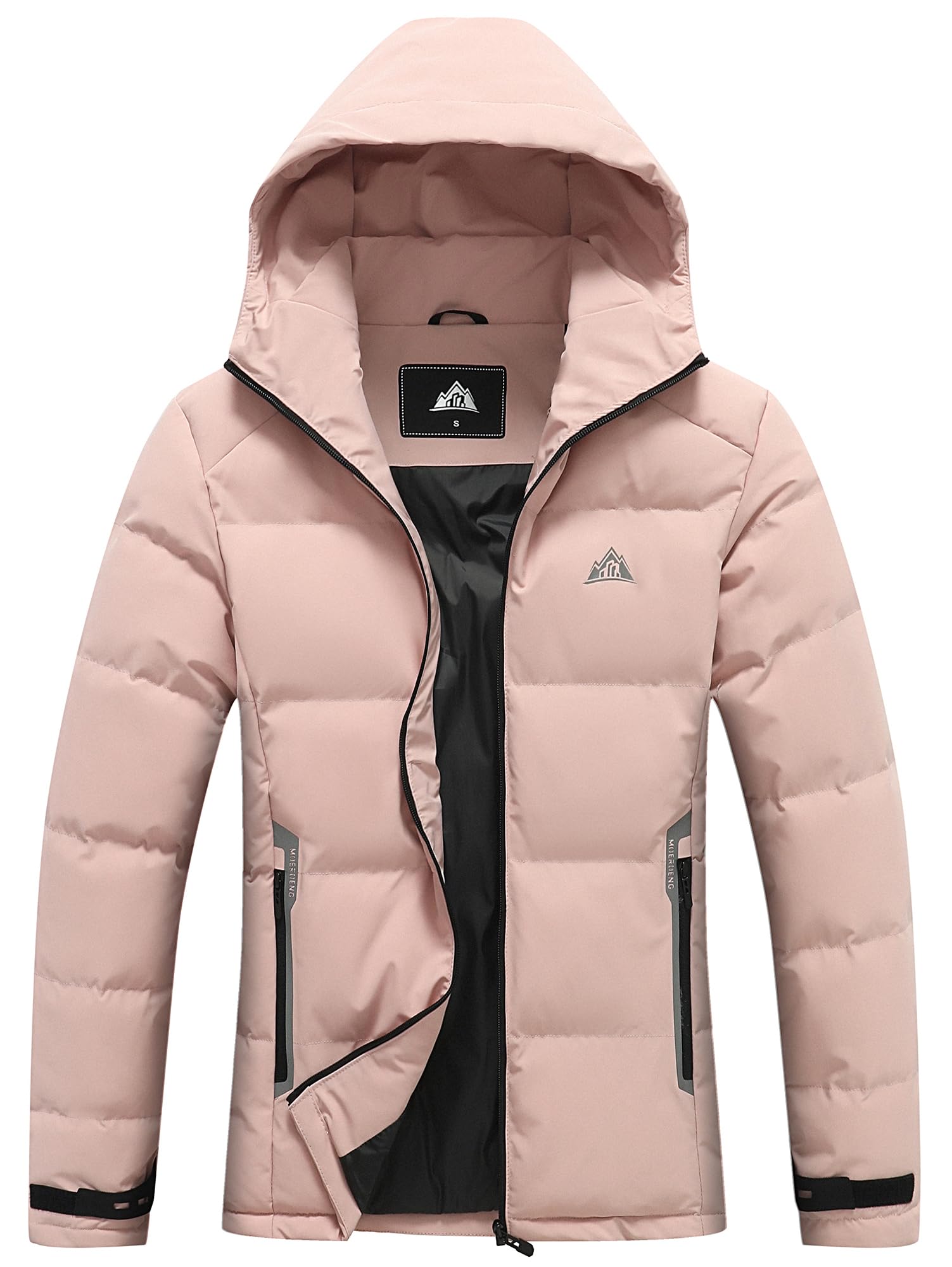 Women's Lightweight Full-Zip Puffer Jacket with Hood Quilted Warm Winter Coat Water Resistance Winter Jacket