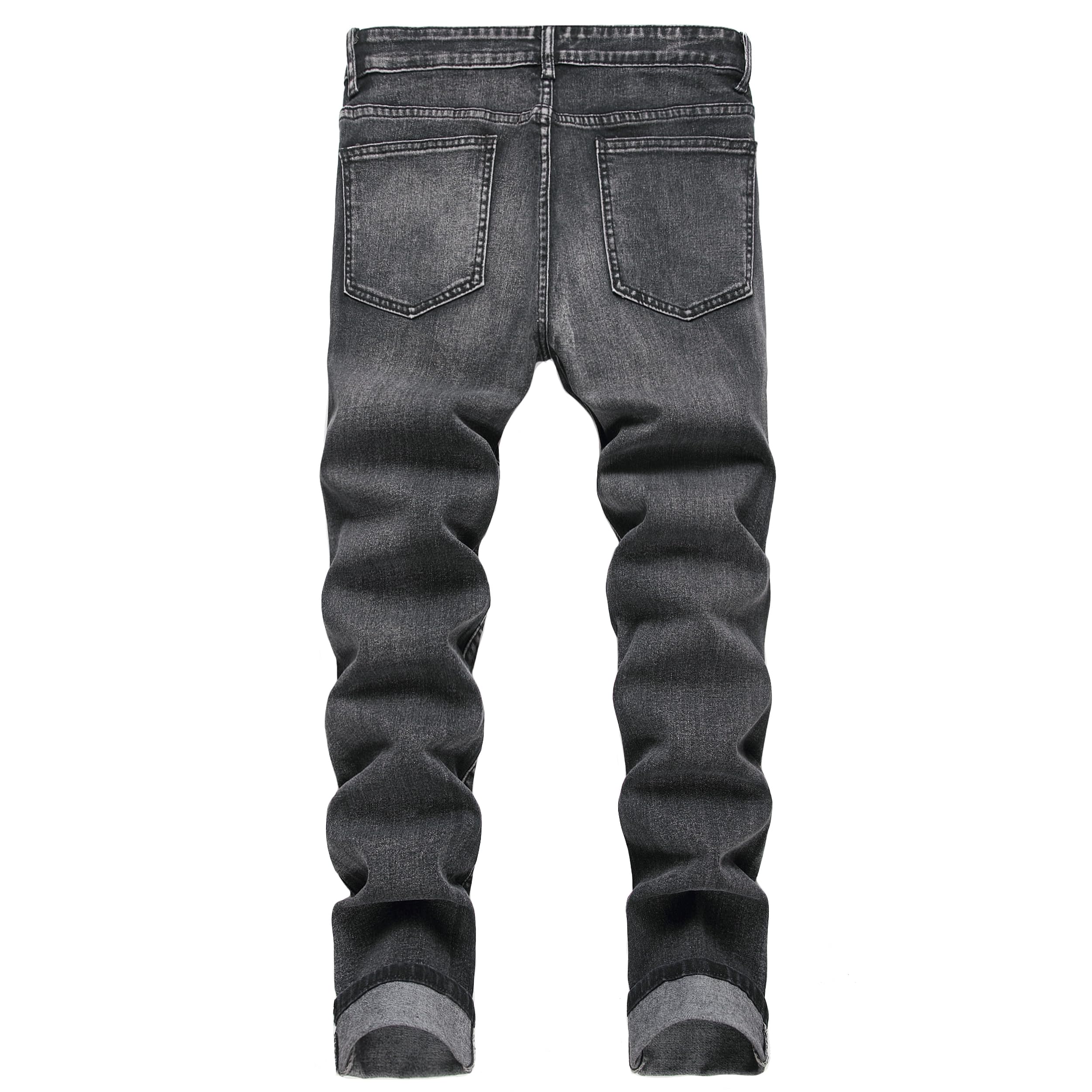 Men's Slim Fit Stretch Jeans Ripped Skinny Jeans for Men, Fashion Straight Leg Comfort Flex Waist