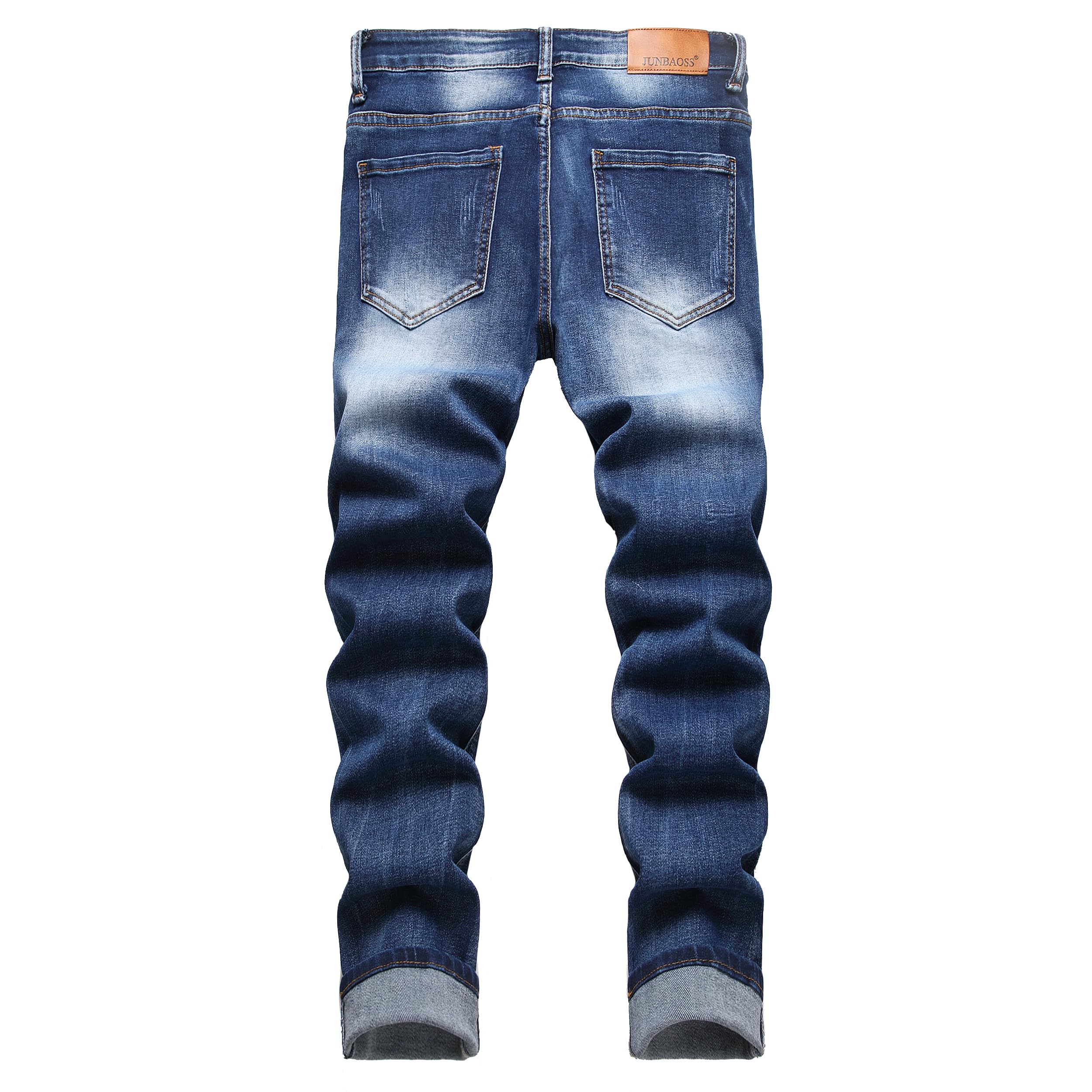 Men's Slim Fit Stretch Jeans Ripped Skinny Jeans for Men, Fashion Straight Leg Comfort Flex Waist