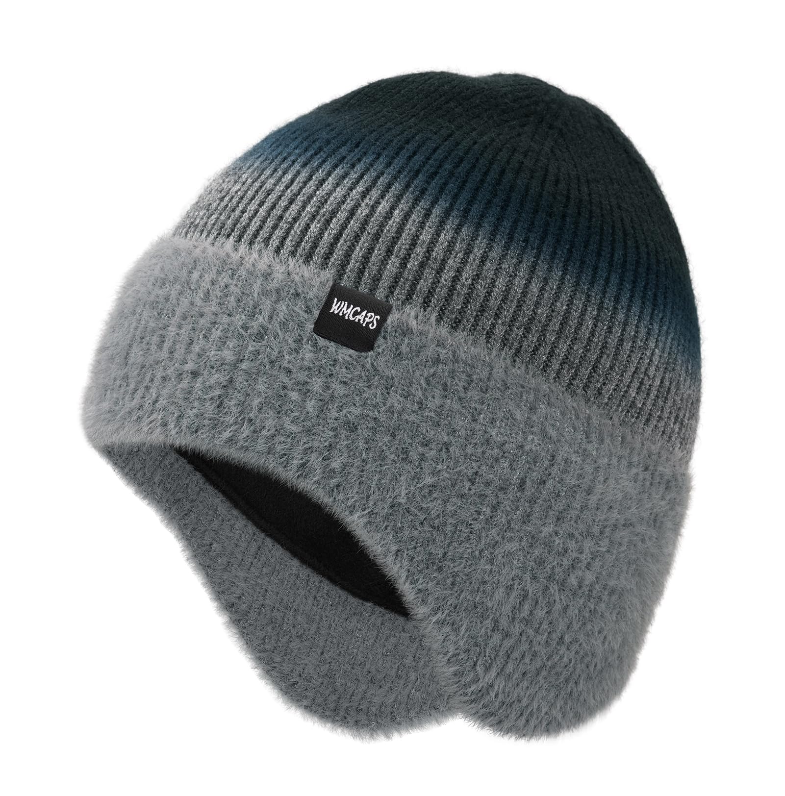 Winter woolen beanie with earflaps for both men and women, outdoor warm knitted cap, long sock hat