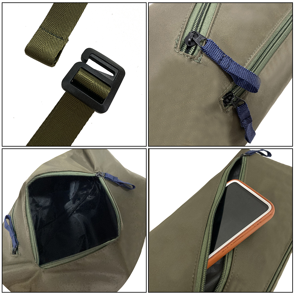 Solid Color Fashion Adjustable Sling Messenger Bag New Large Capacity Multi-Function Many Zipper Cycling Crossbody Bag