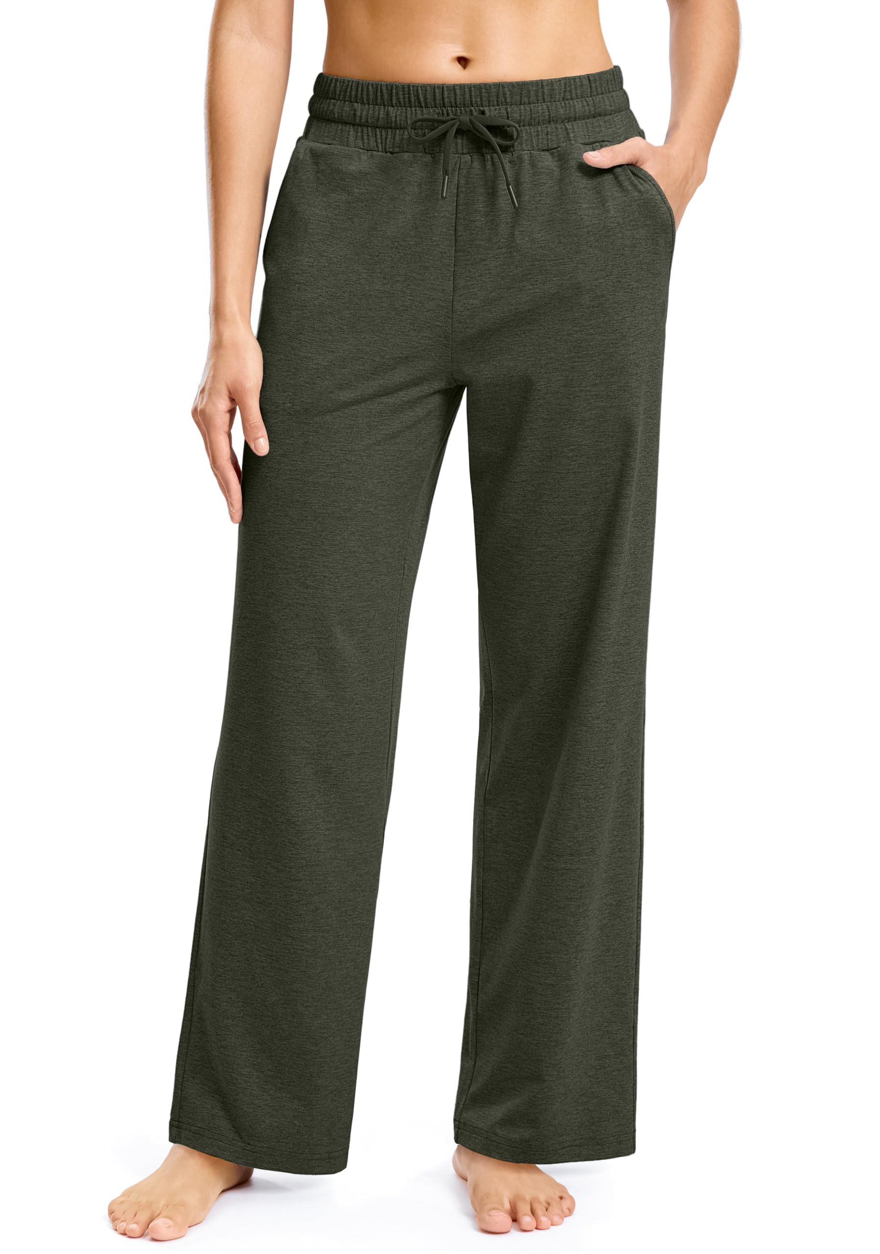 Women's Soft Sweatpants Yoga Lounge Casual Pants Stretch Open Bottom Sweat Pants for Women with Pockets