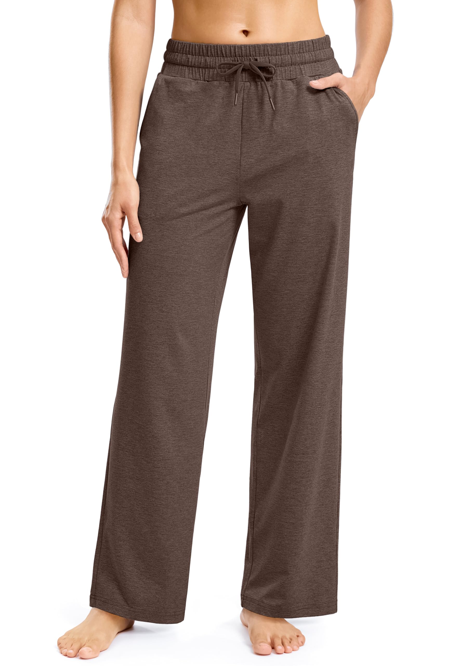 Women's Soft Sweatpants Yoga Lounge Casual Pants Stretch Open Bottom Sweat Pants for Women with Pockets