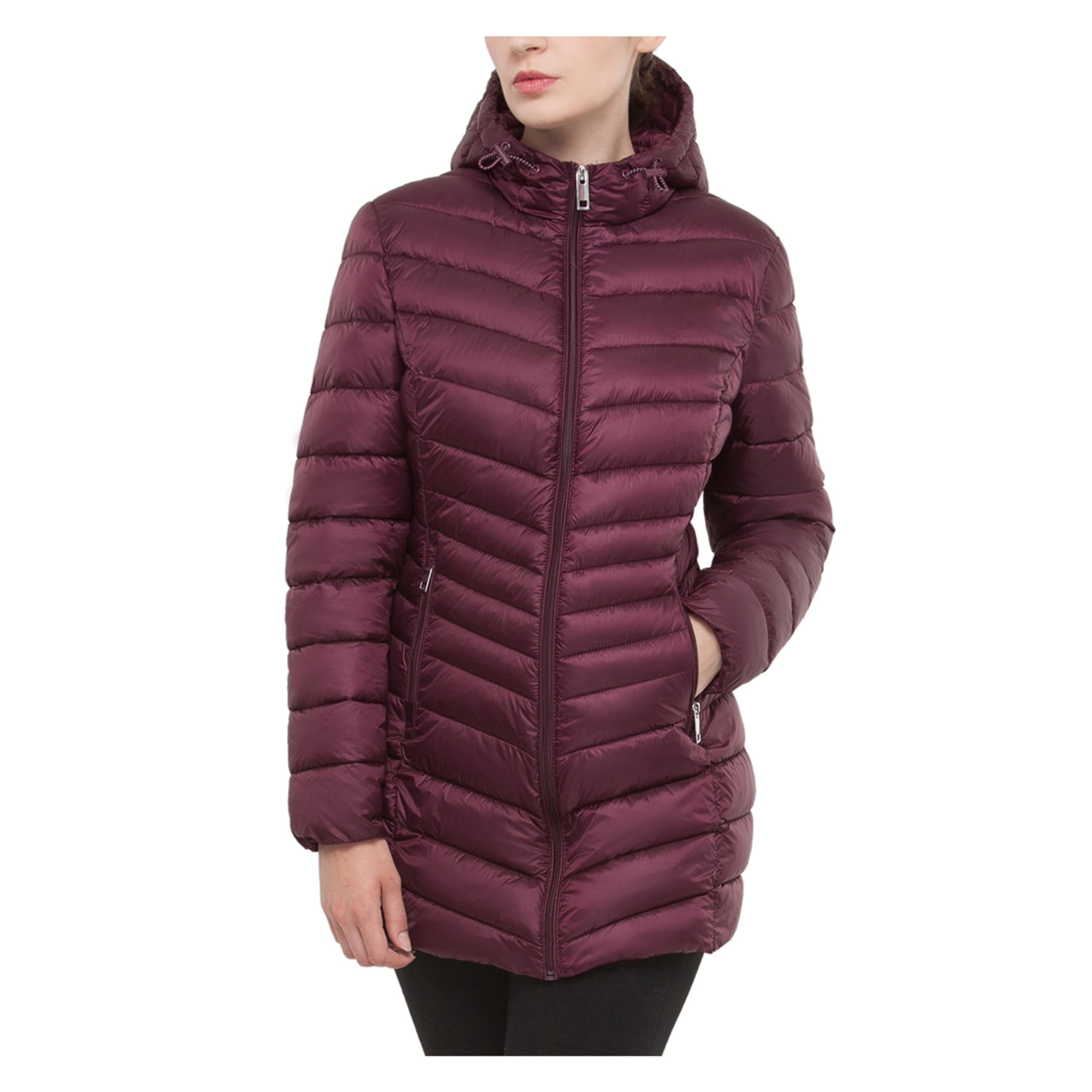Women's Packable Lightweight Puffer Jacket Water-Resistant Hooded Winter Long Coat