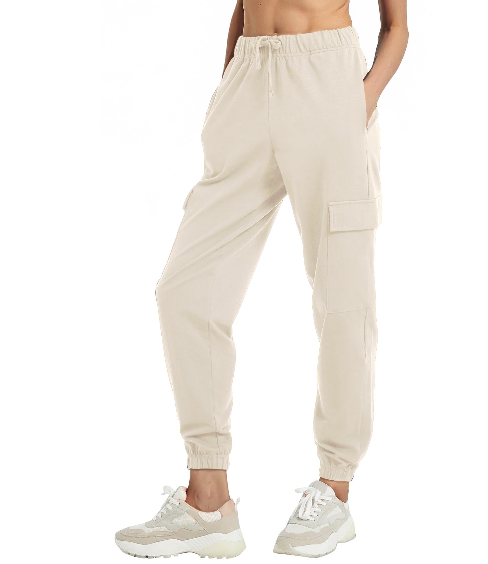 Women's Loose Cargo Sweatpants Pockets Sporty Gym Athletic Fit Jogger Pants Yoga Lounge Trousers