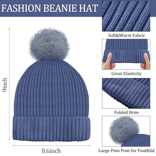 Winter beanie scarf and gloves set for women, warm hat with long fleece scarf and touchscreen gloves, suitable for cold weather