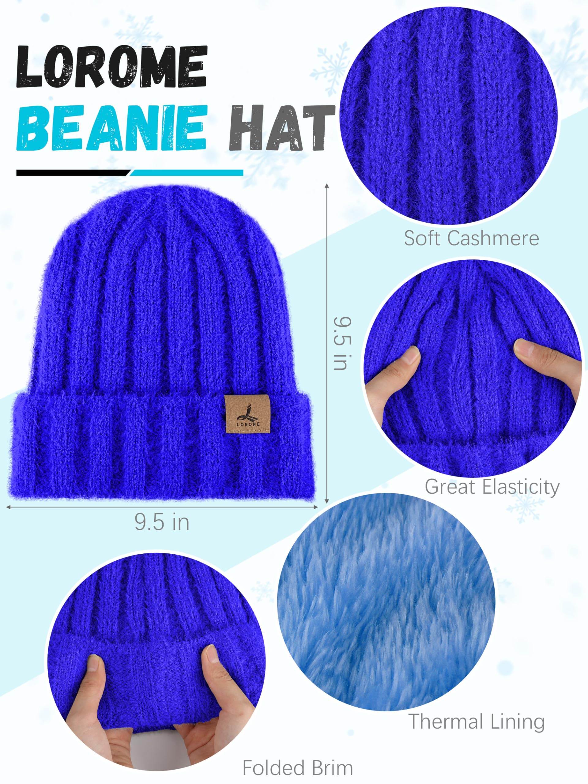 Winter beanie scarf gloves, warm wool knitted hat long scarf neck warmth touch screen winter glove set, women's gift