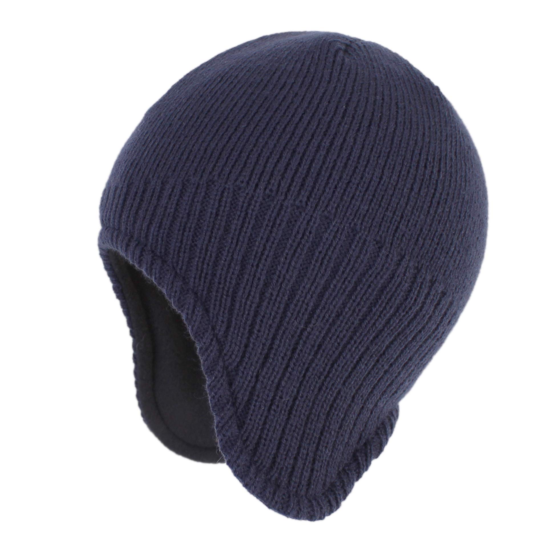 Men's warm winter hat with wool lining and ear flaps, casual beanie hat