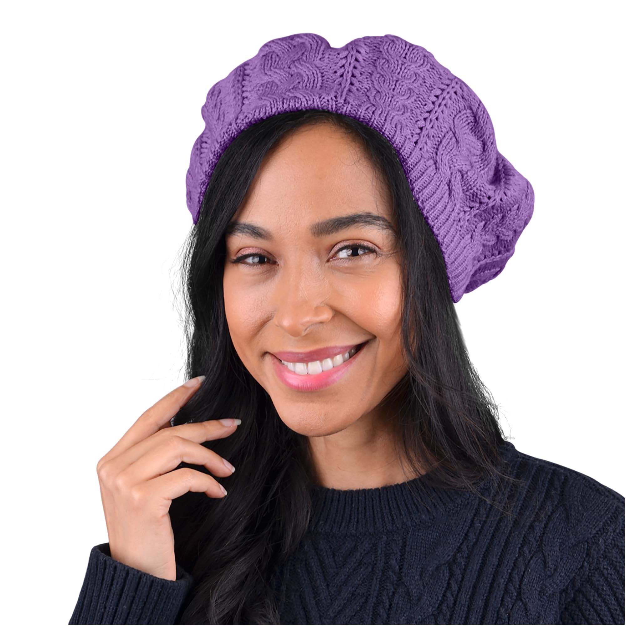 Soft knitted solid-color wool hat, stylish, lightweight crochet style brimless hat, all sizes for casual wear