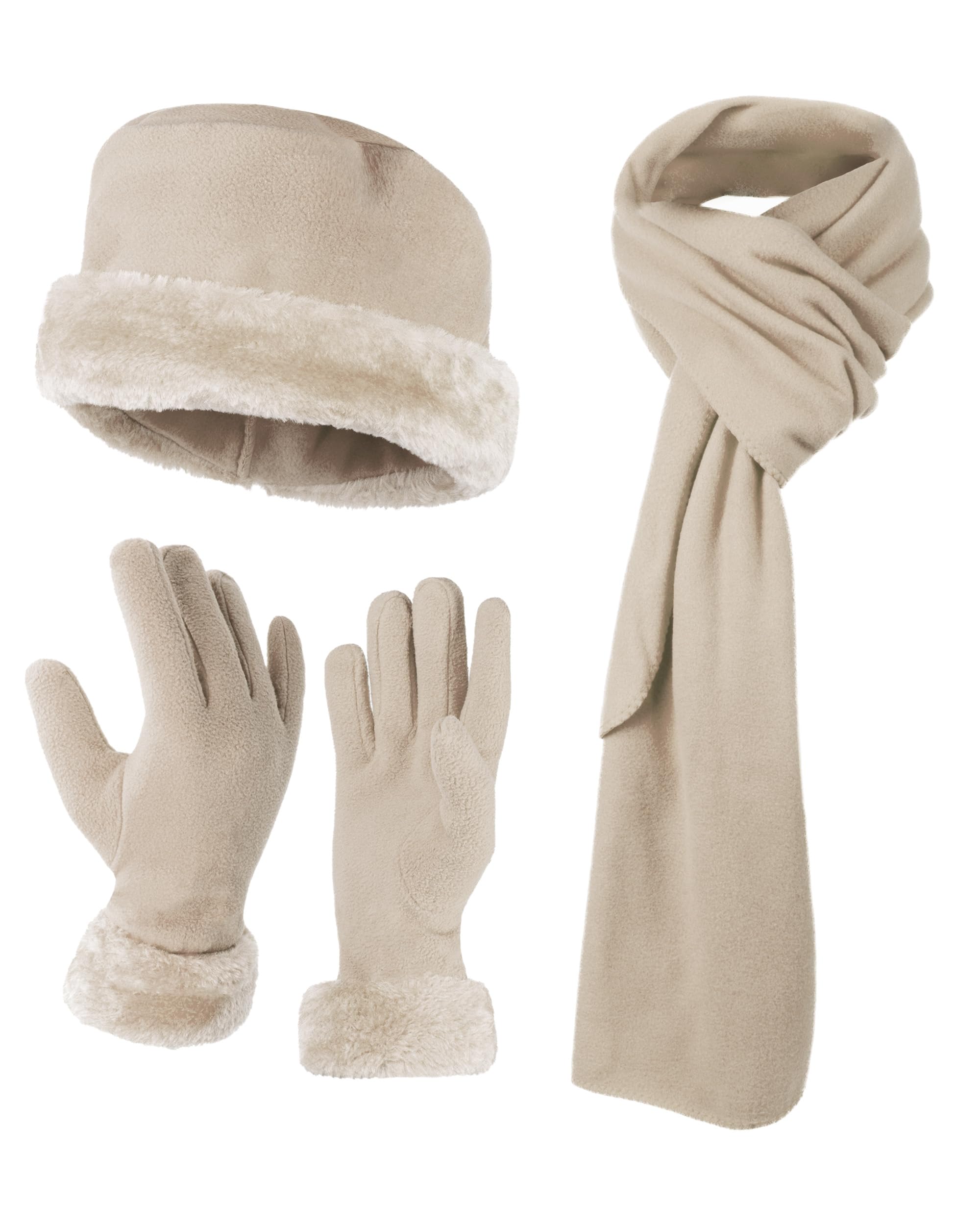 Women's warm wool winter - Women's hat and gloves set + Hat, gloves, scarf.