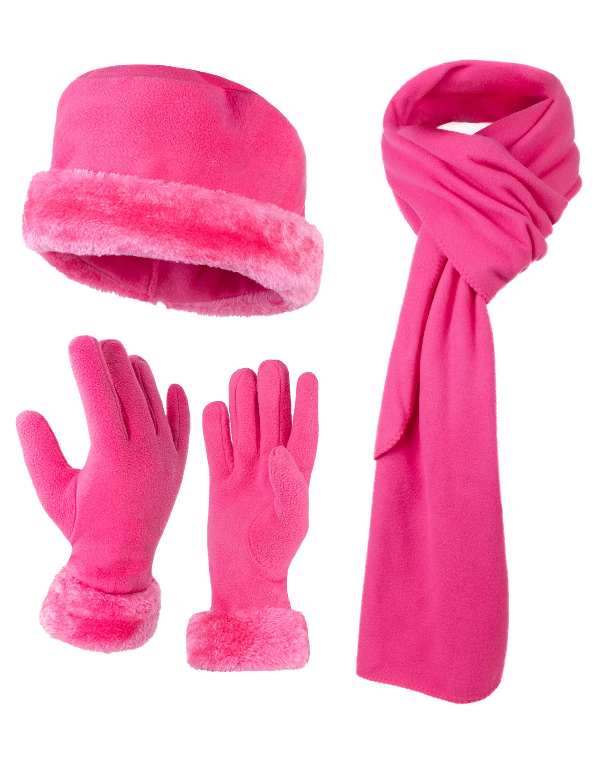Women's warm wool winter - Women's hat and gloves set + Hat, gloves, scarf.