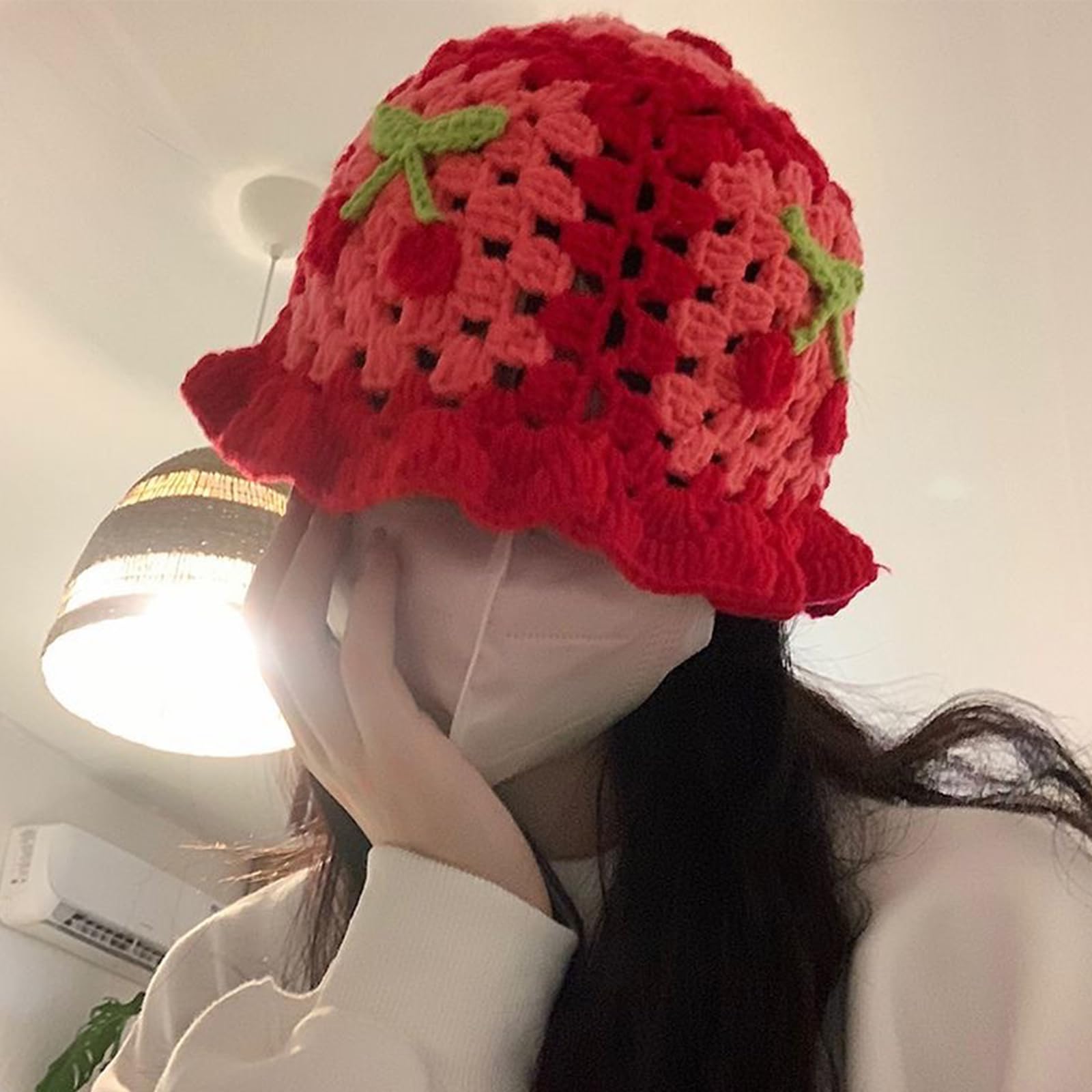 Crochet fishing hat for women, handmade, cute and foldable knitted hat