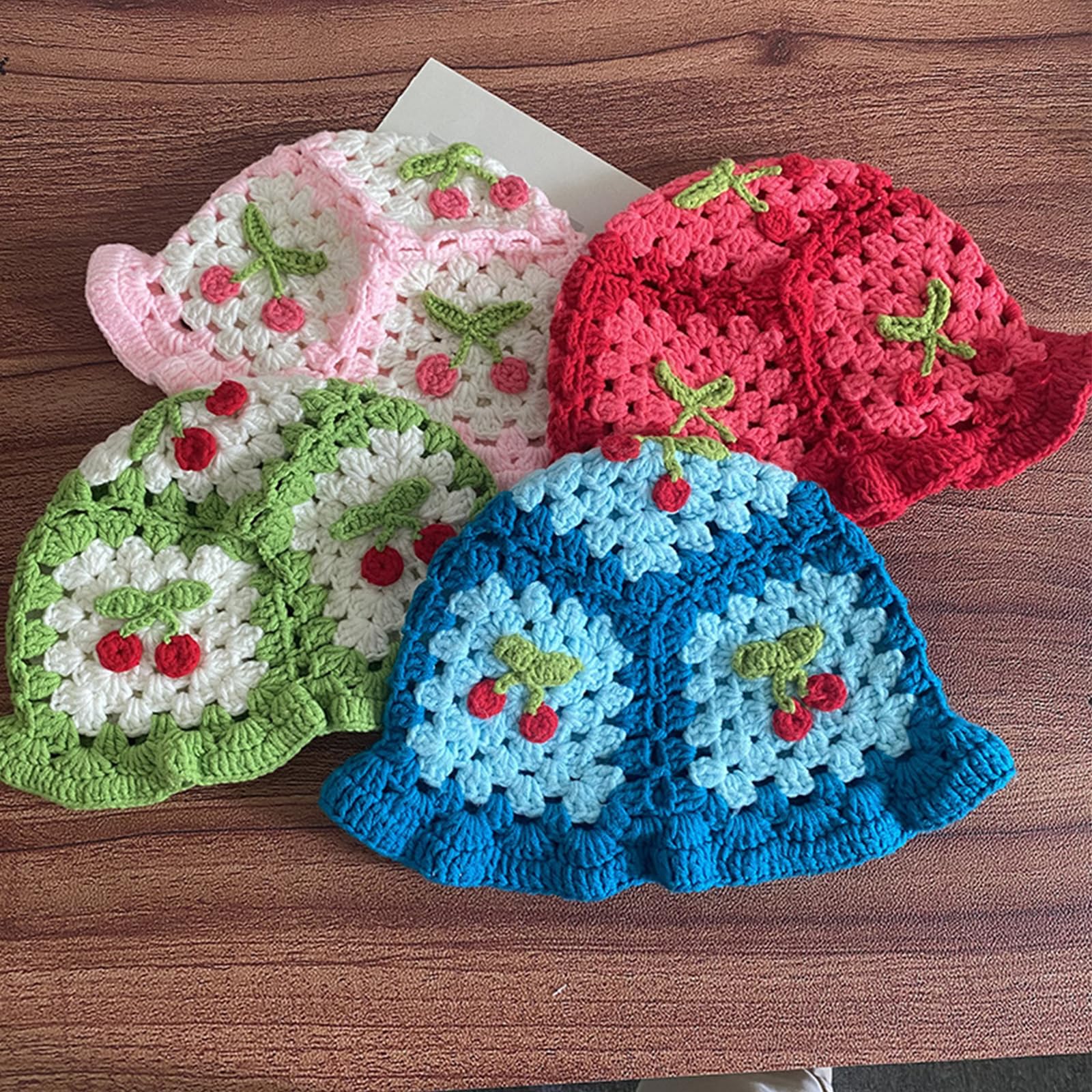 #Aa1 樱桃红钩针编织女式渔夫帽-04.jpg