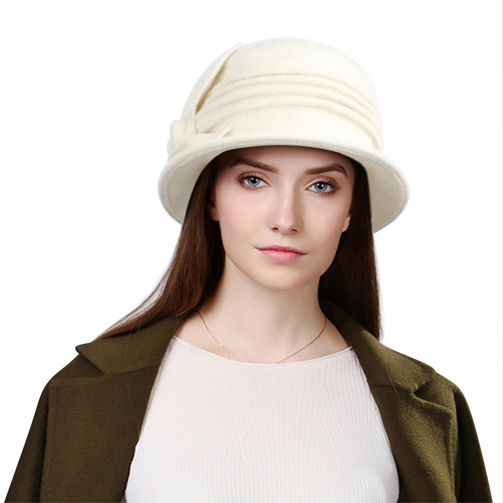 Women's beret French vintage floral wool dress, watch classic winter hat, 20s era