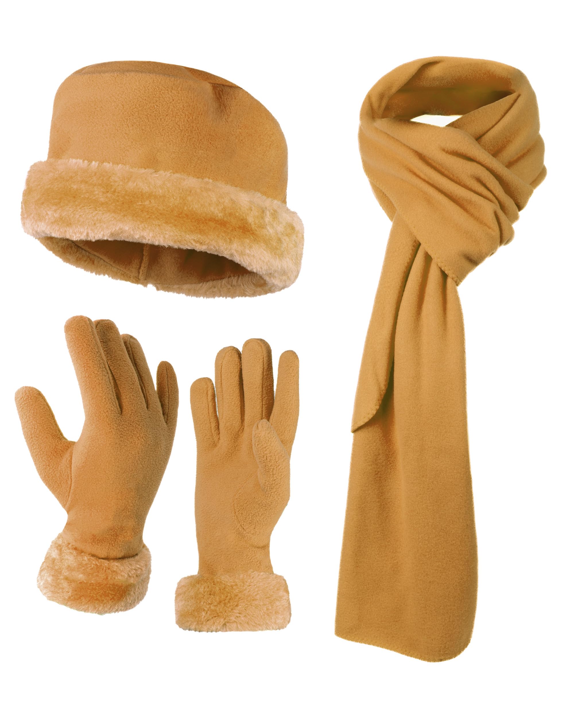 Women's warm wool winter - Women's hat and gloves set + Hat, gloves, scarf.