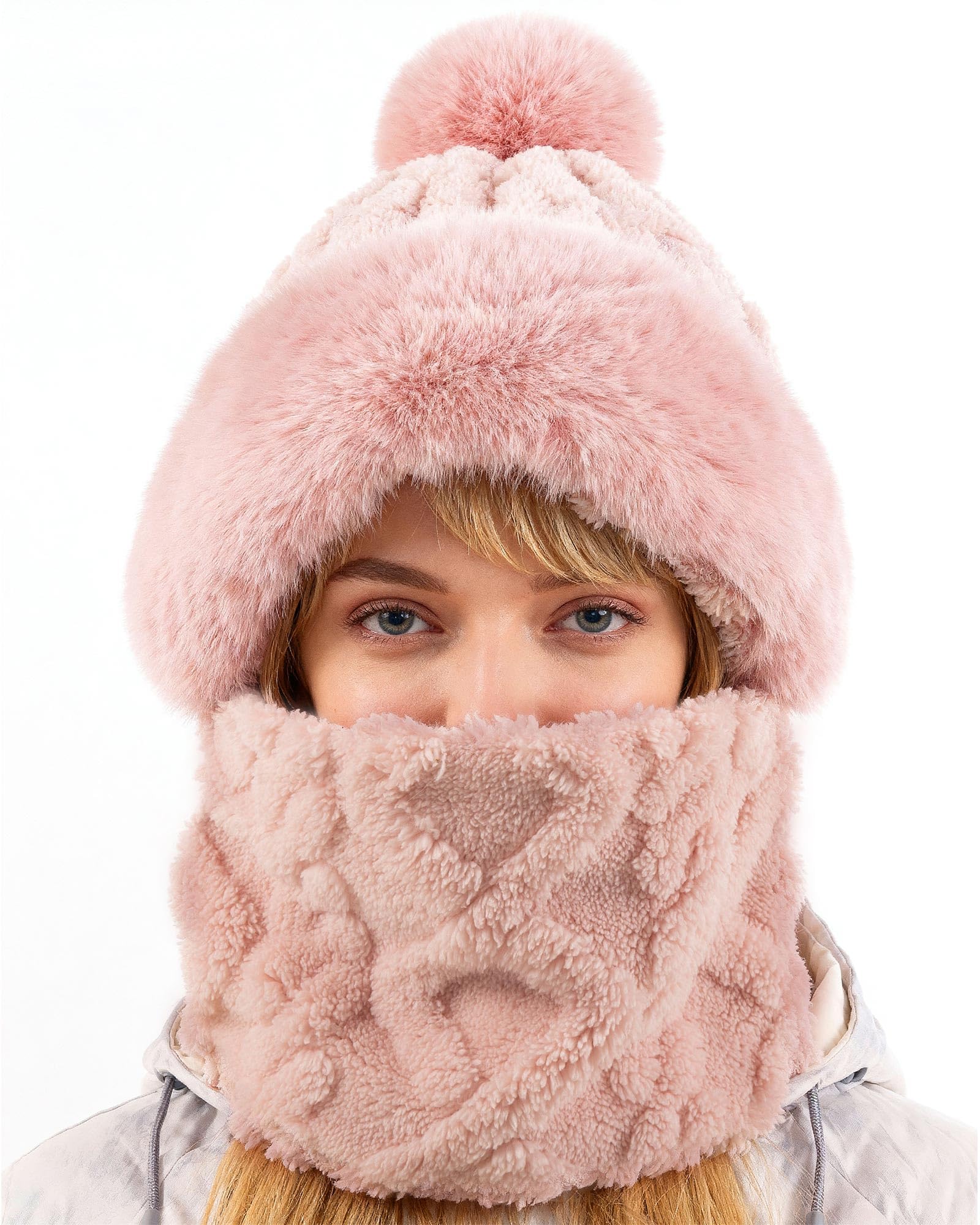 Women ski mask, winter wool windproof and warm mask and neck warmer, suitable for cycling, motorcycling and skiing