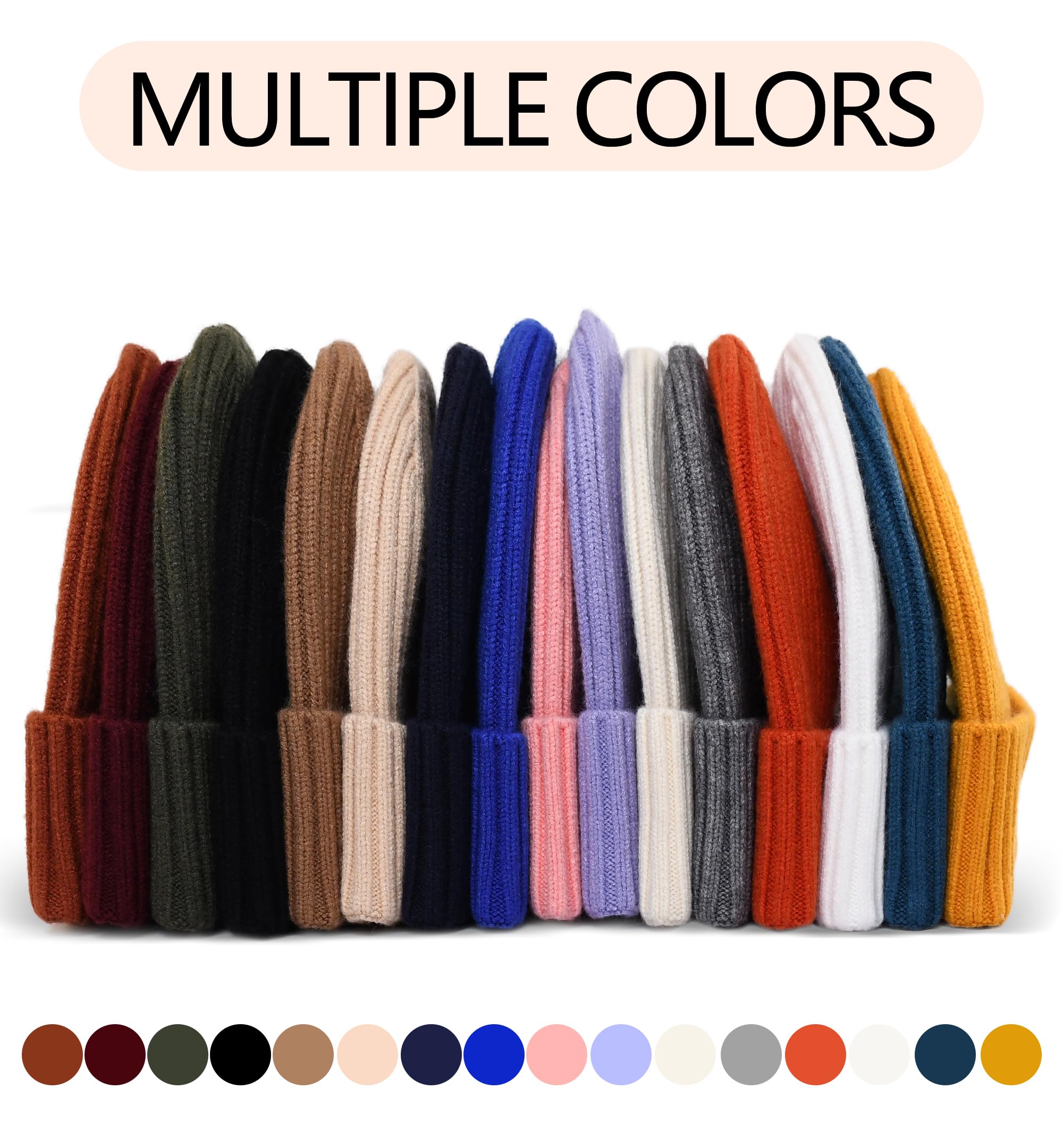 Knitted brimless hat for men, women and children. Winter hat. Warm and classic everyday skull cap