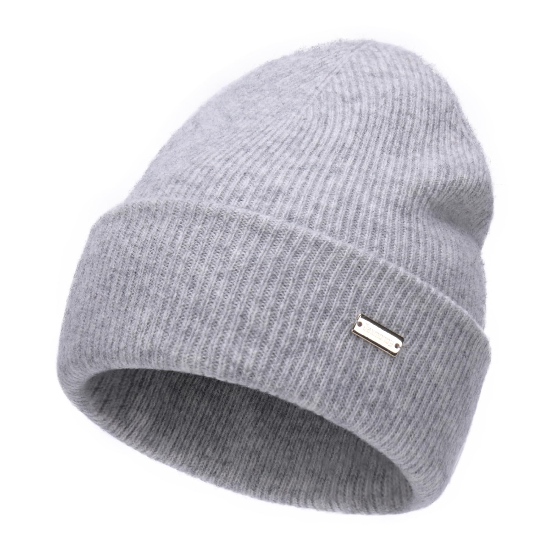 Merino wool knitted winter brimless hat for women and men, soft and warm, double-layered casual knitted brimless hat, skull cap