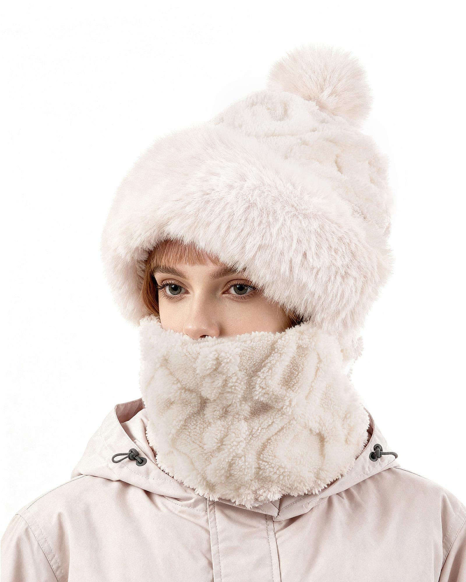 Women ski mask, winter wool windproof and warm mask and neck warmer, suitable for cycling, motorcycling and skiing