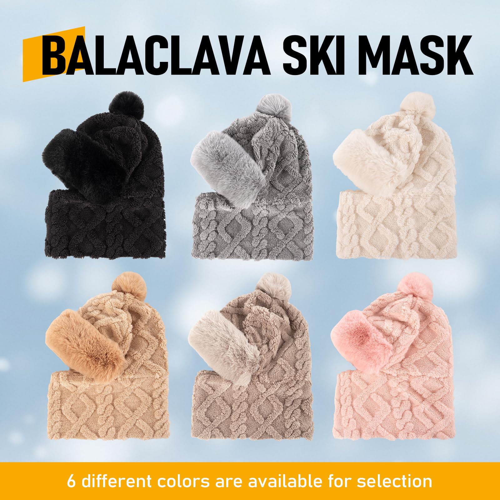 Women ski mask, winter wool windproof and warm mask and neck warmer, suitable for cycling, motorcycling and skiing