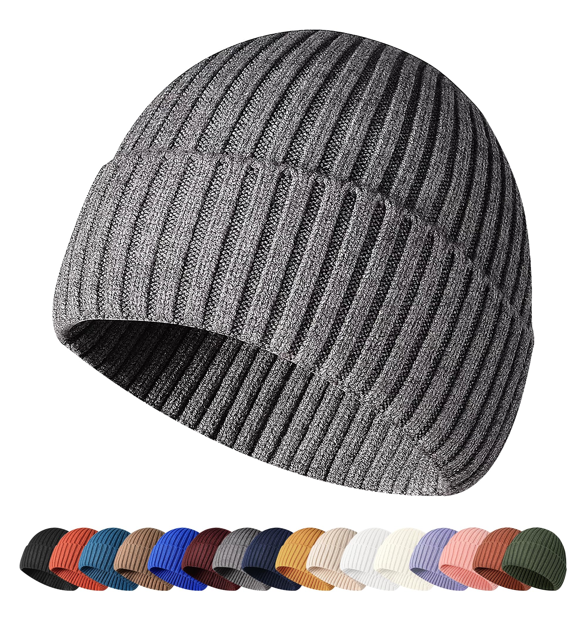 Knitted brimless hat for men, women and children. Winter hat. Warm and classic everyday skull cap