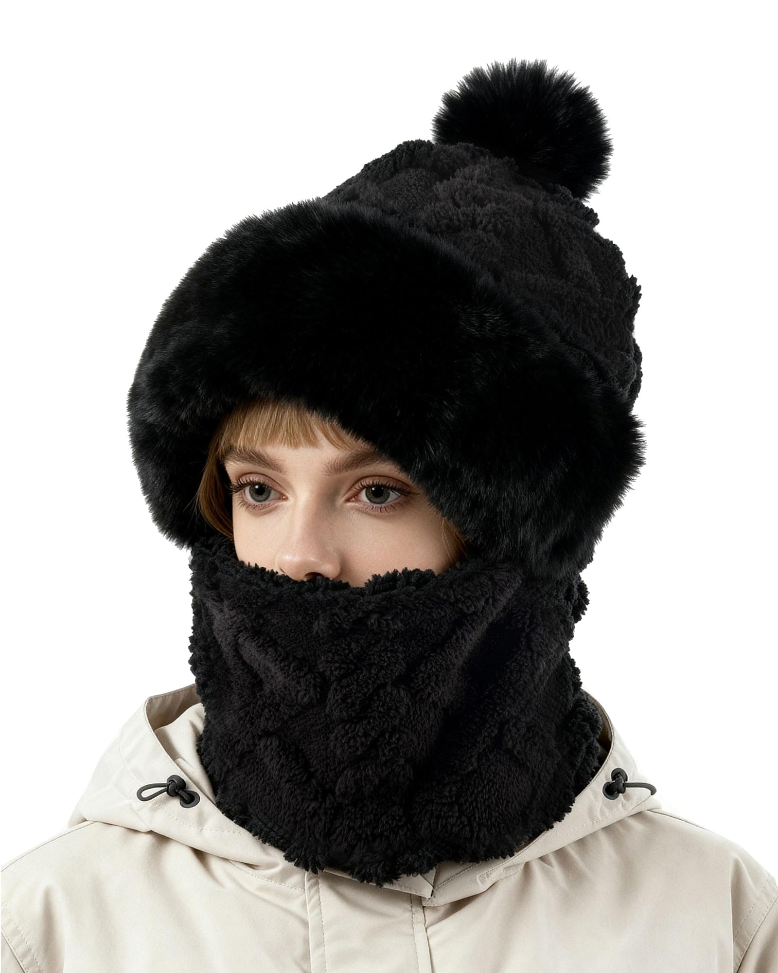 Women ski mask, winter wool windproof and warm mask and neck warmer, suitable for cycling, motorcycling and skiing