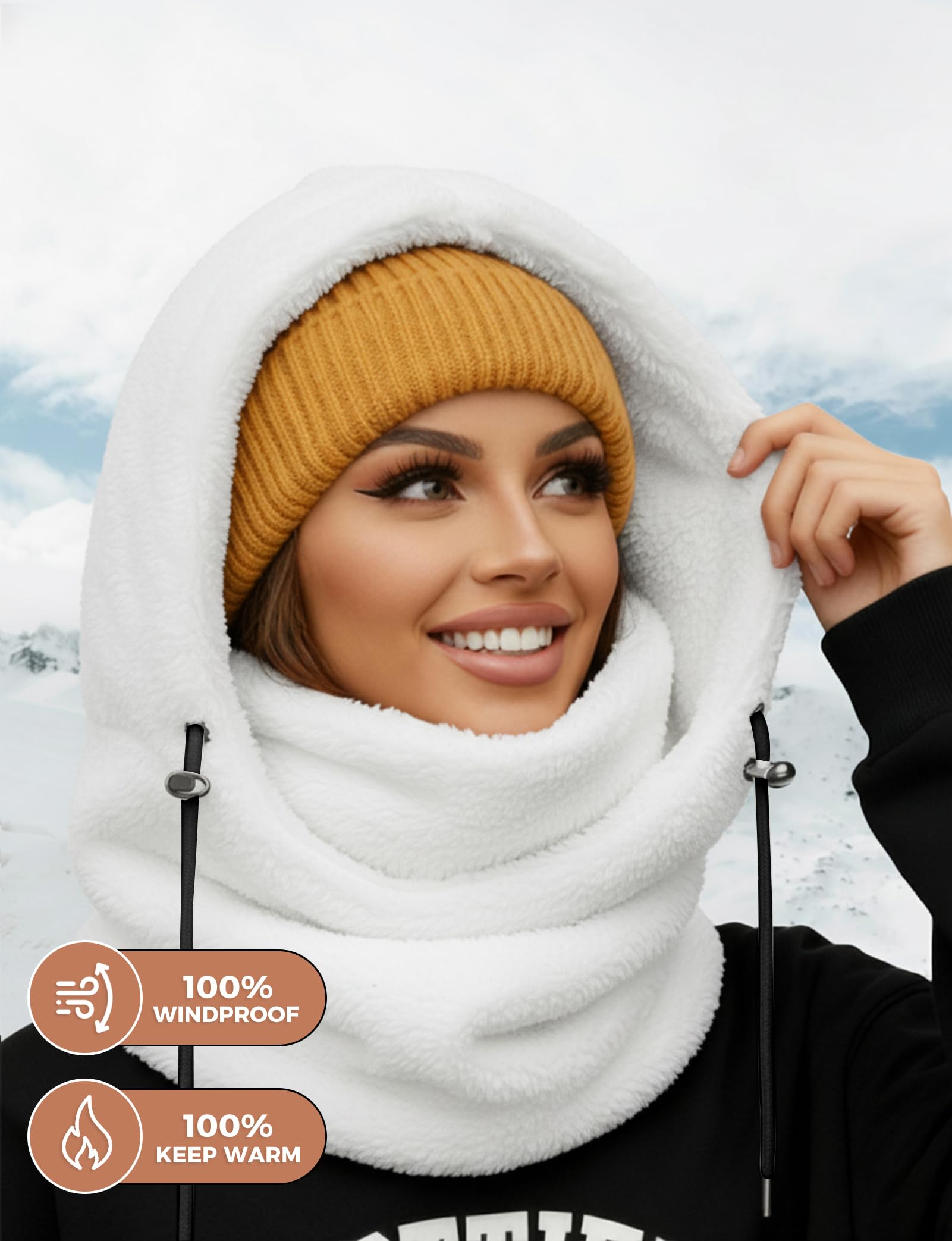 Balaclava for men and women, winter hat, neck windproof, wool ski mask, warm mask, scarf