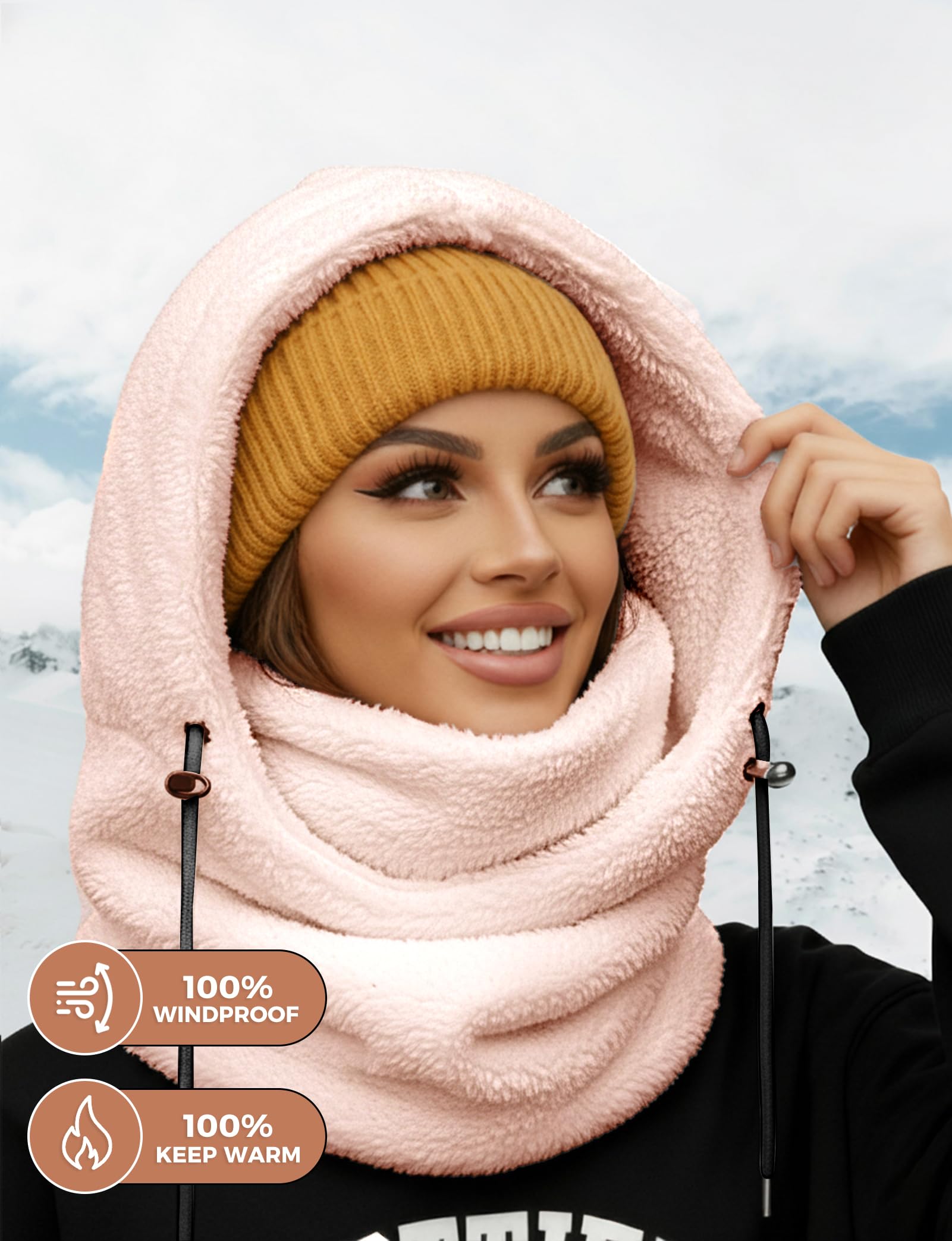 Balaclava for men and women, winter hat, neck windproof, wool ski mask, warm mask, scarf